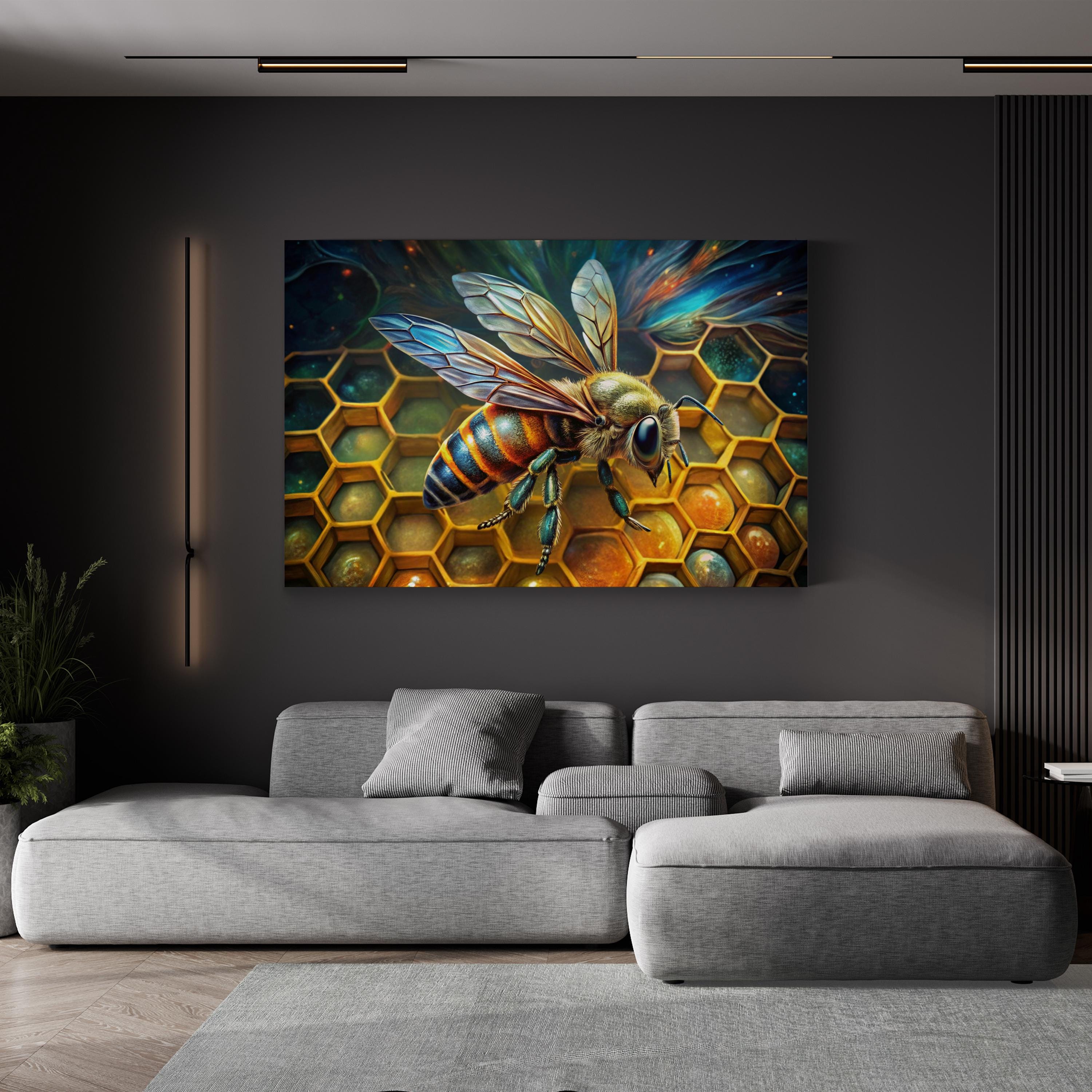 Graffiti Honeycomb Bee Canvas – Modern Street Art Wall Art