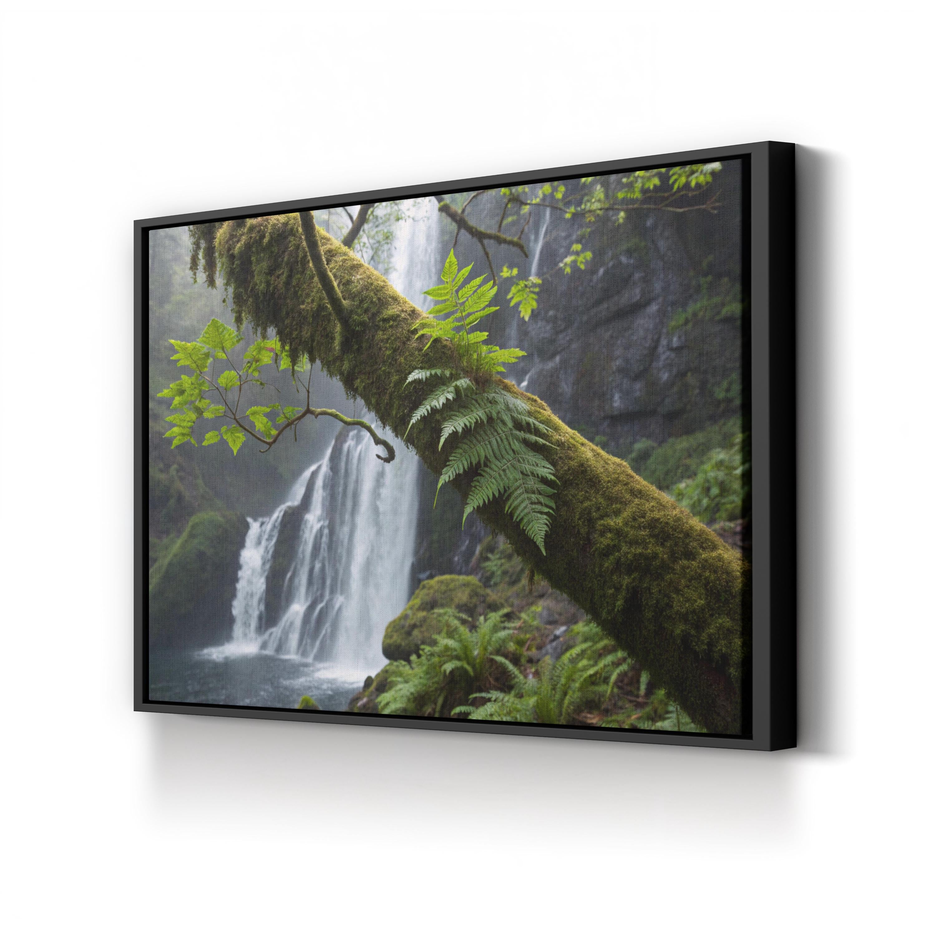 Waterfall Lush Forest – Vintage Photography Wall Art | Nature Landscape Canvas Print