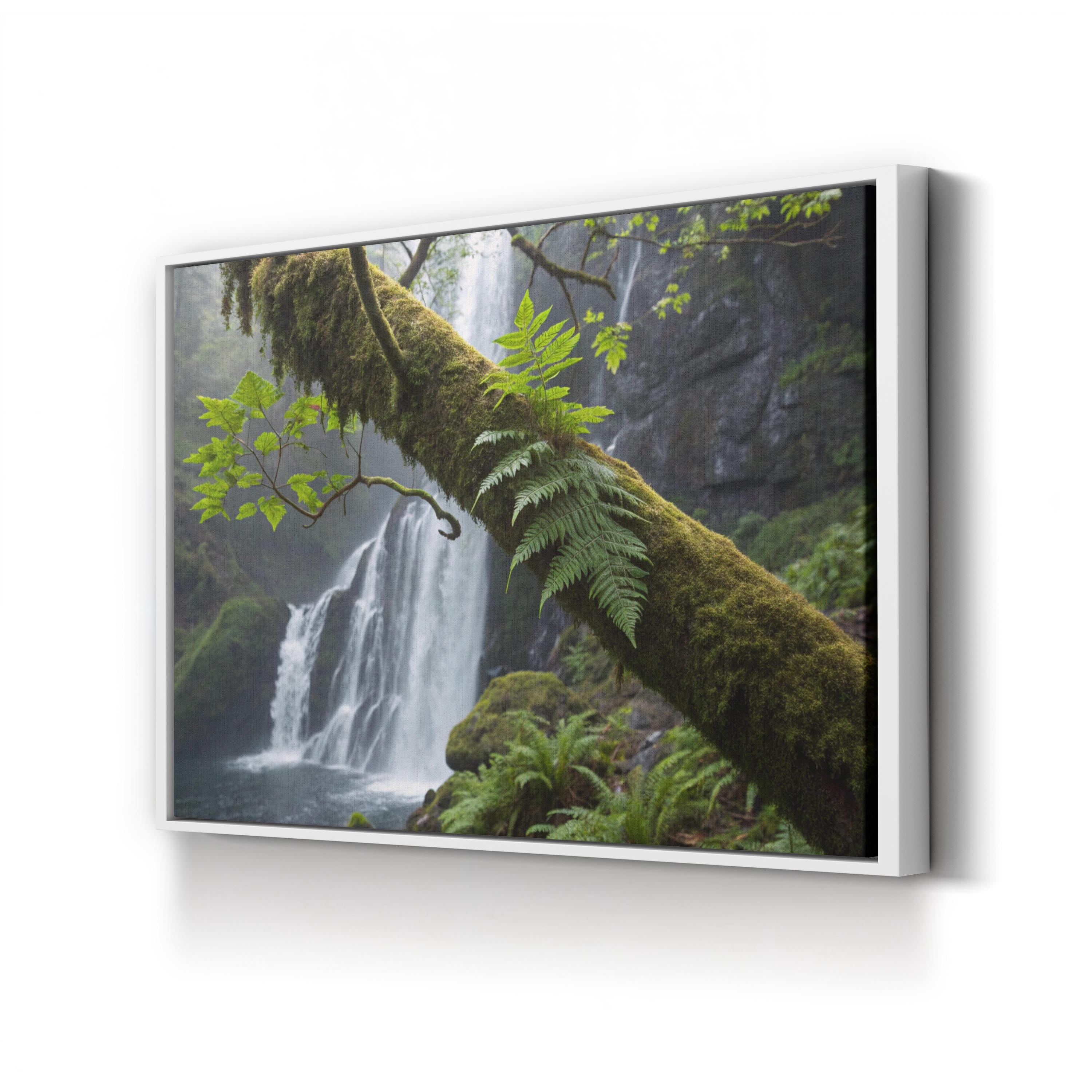 Waterfall Lush Forest – Vintage Photography Wall Art | Nature Landscape Canvas Print