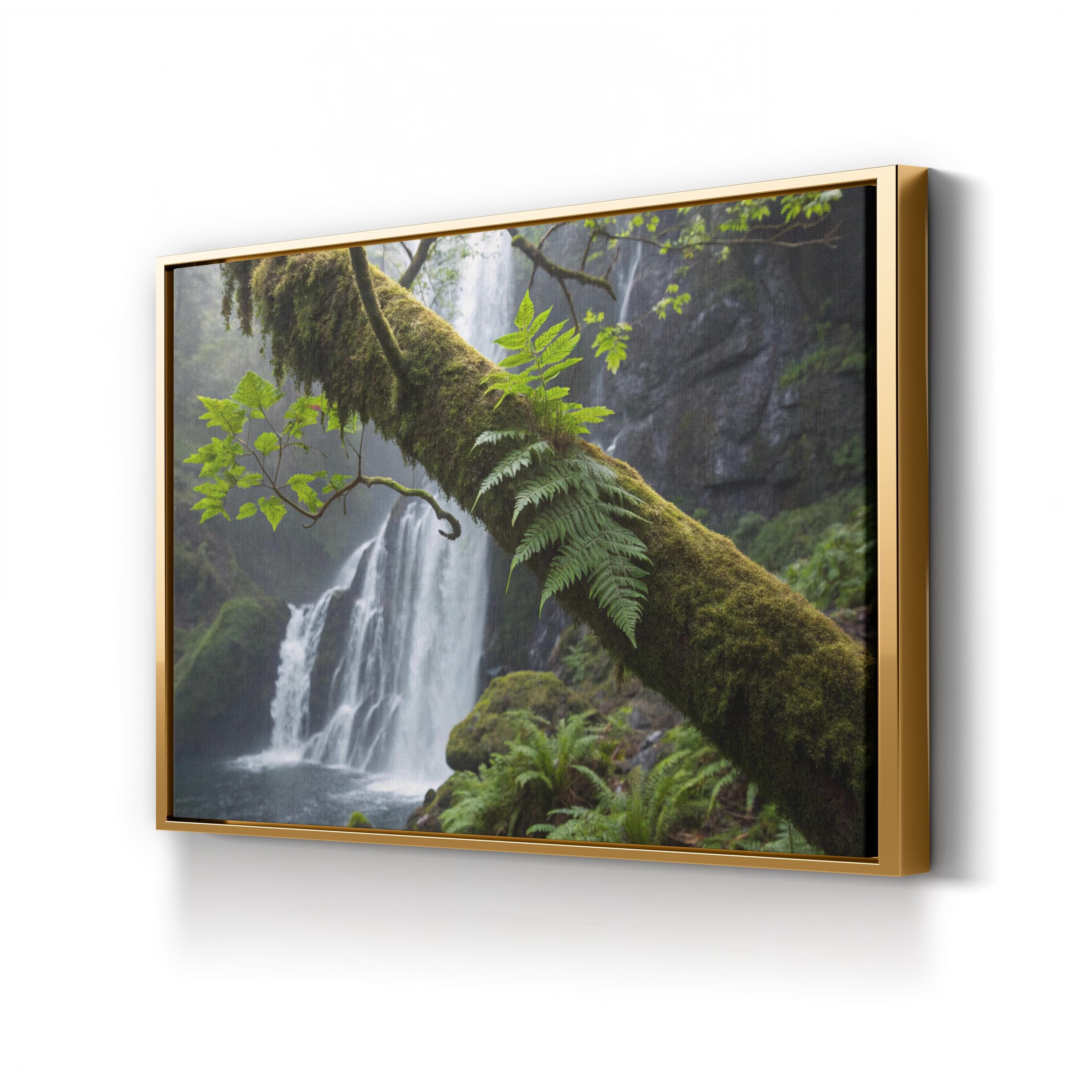 Waterfall Lush Forest – Vintage Photography Wall Art | Nature Landscape Canvas Print