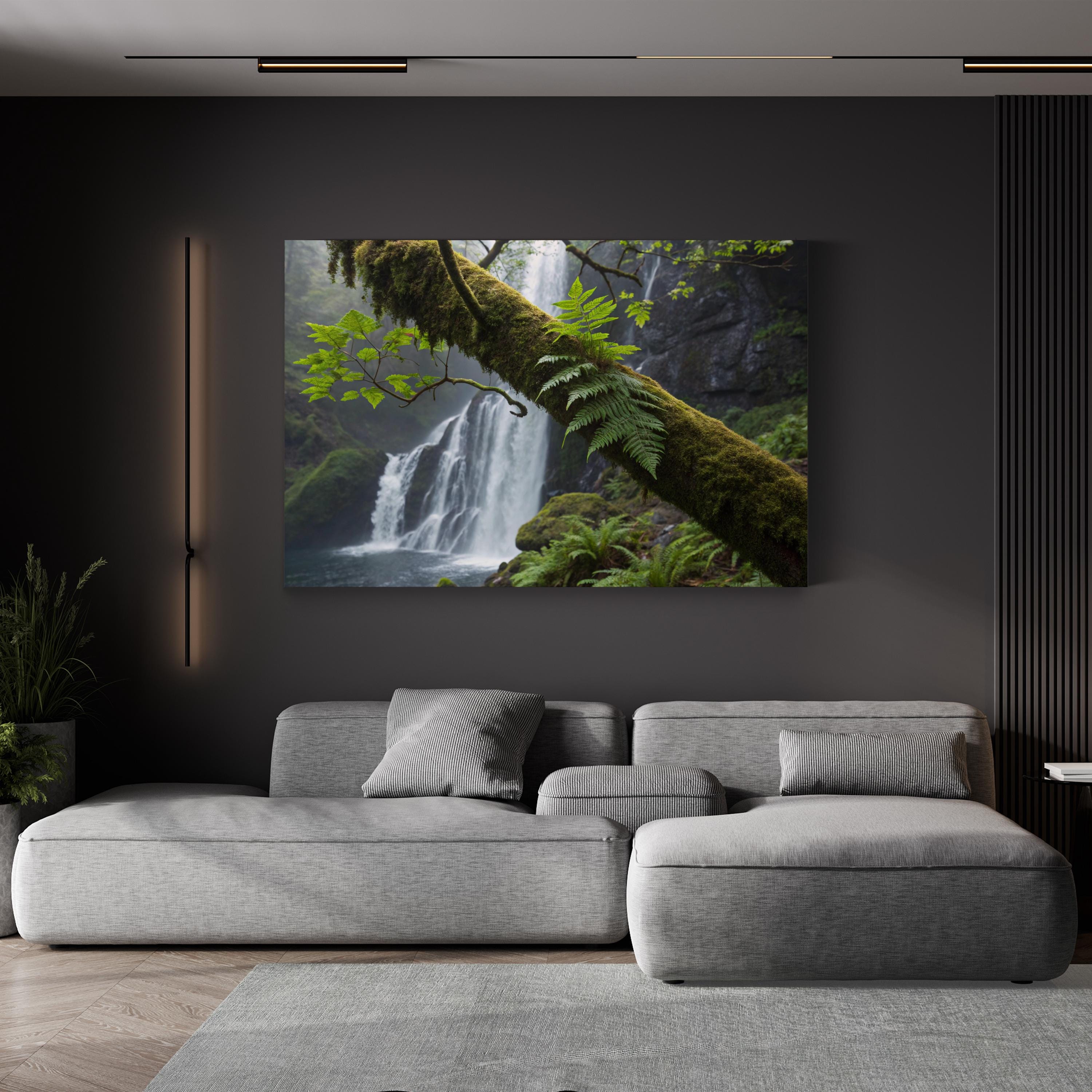 Waterfall Lush Forest – Vintage Photography Wall Art | Nature Landscape Canvas Print