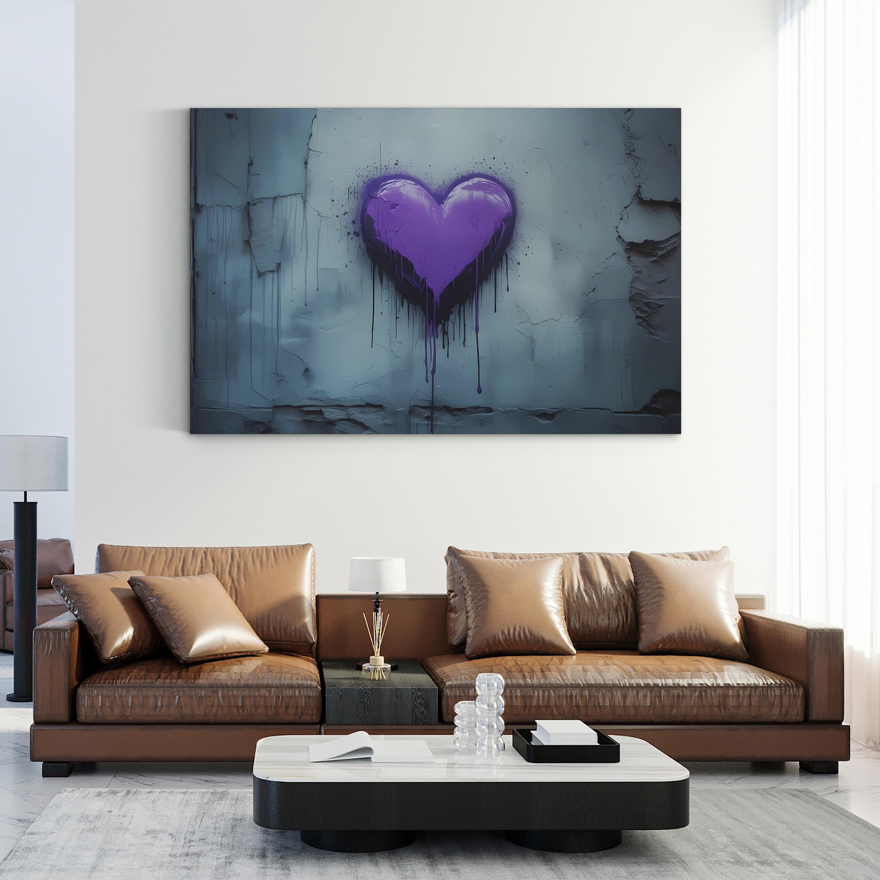 Purple Graffiti Heart – Period Illustration Wall Art | Urban Street Canvas Print