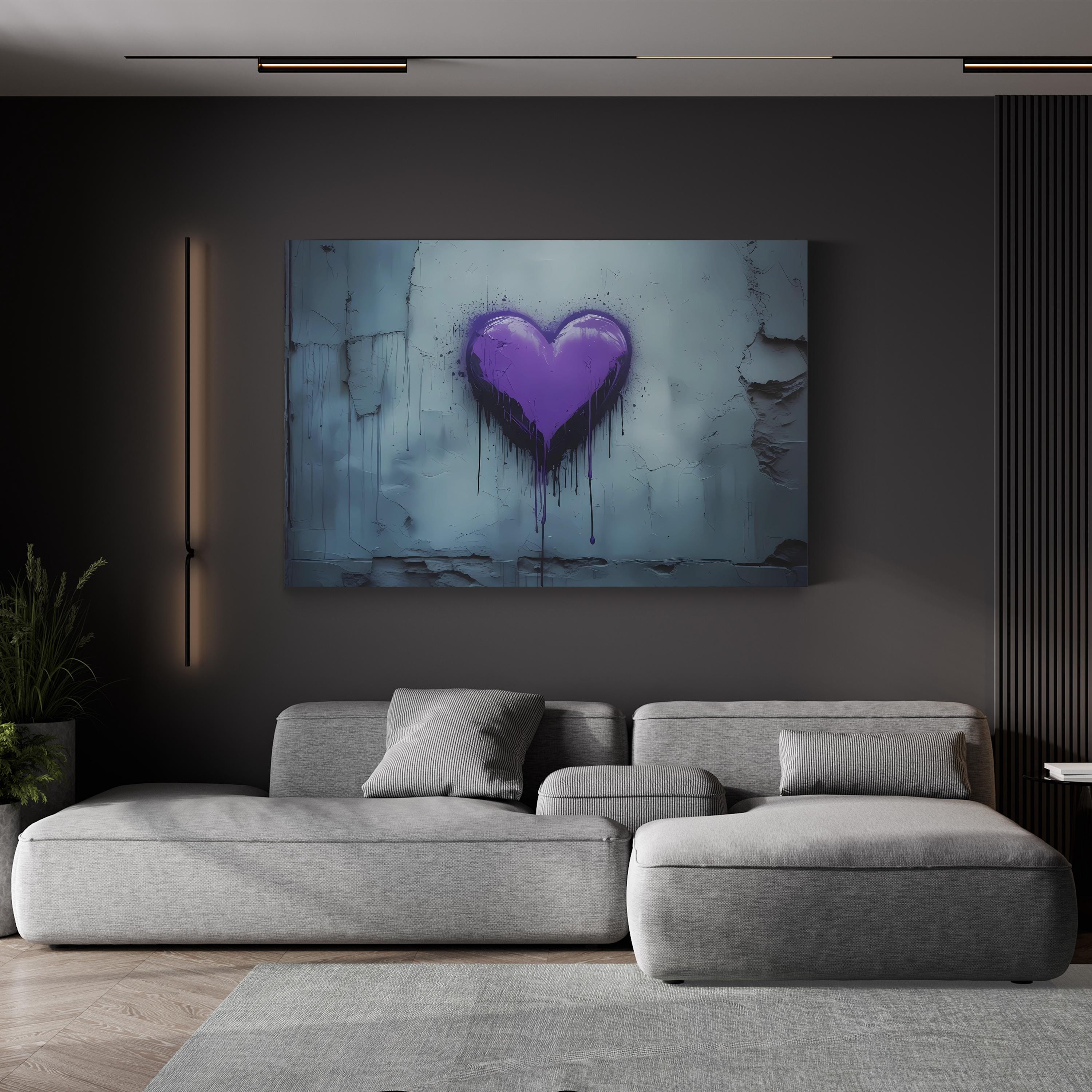 Purple Graffiti Heart – Period Illustration Wall Art | Urban Street Canvas Print