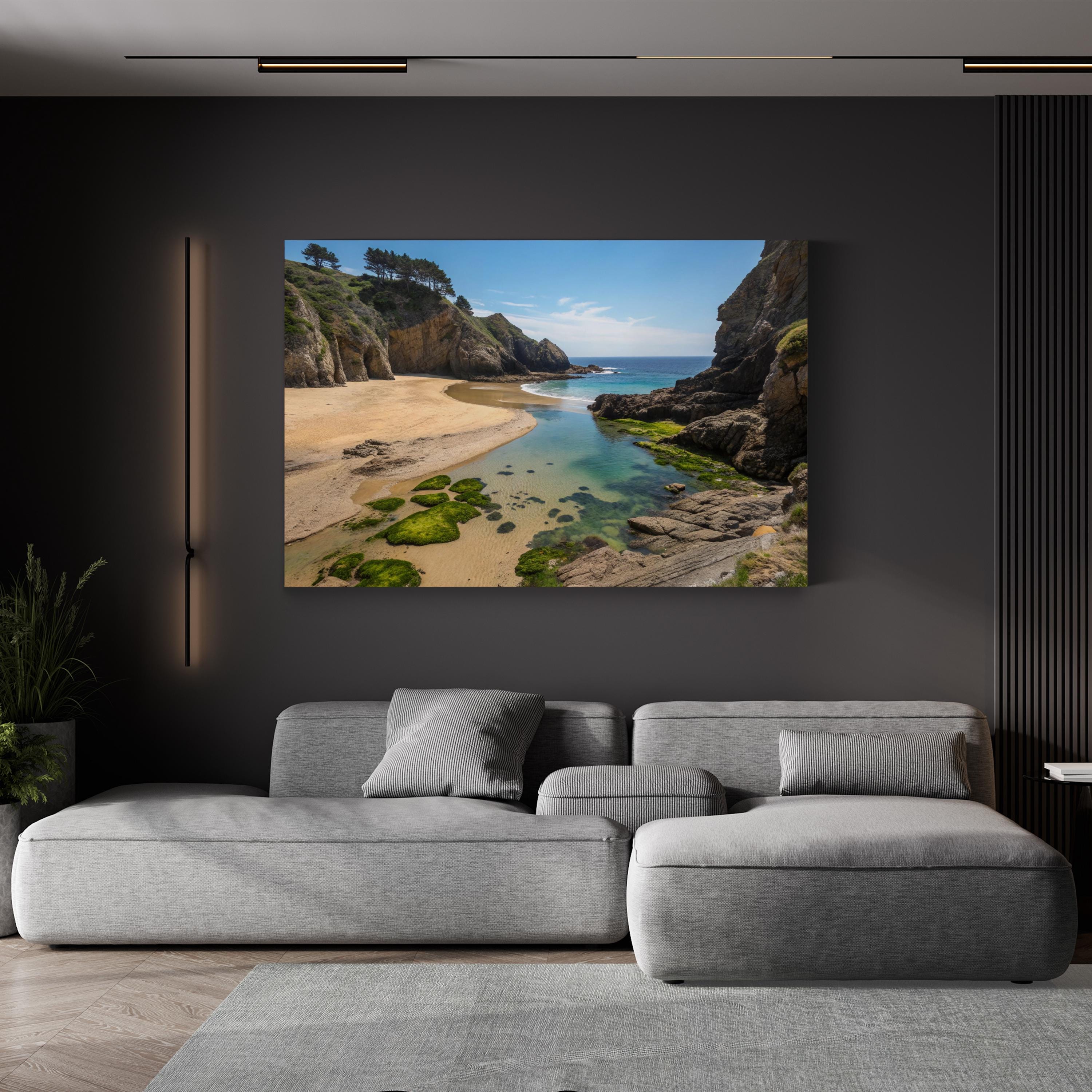 Hidden Beach Cove – Vintage Photography Wall Art | Coastal Ocean Canvas Print