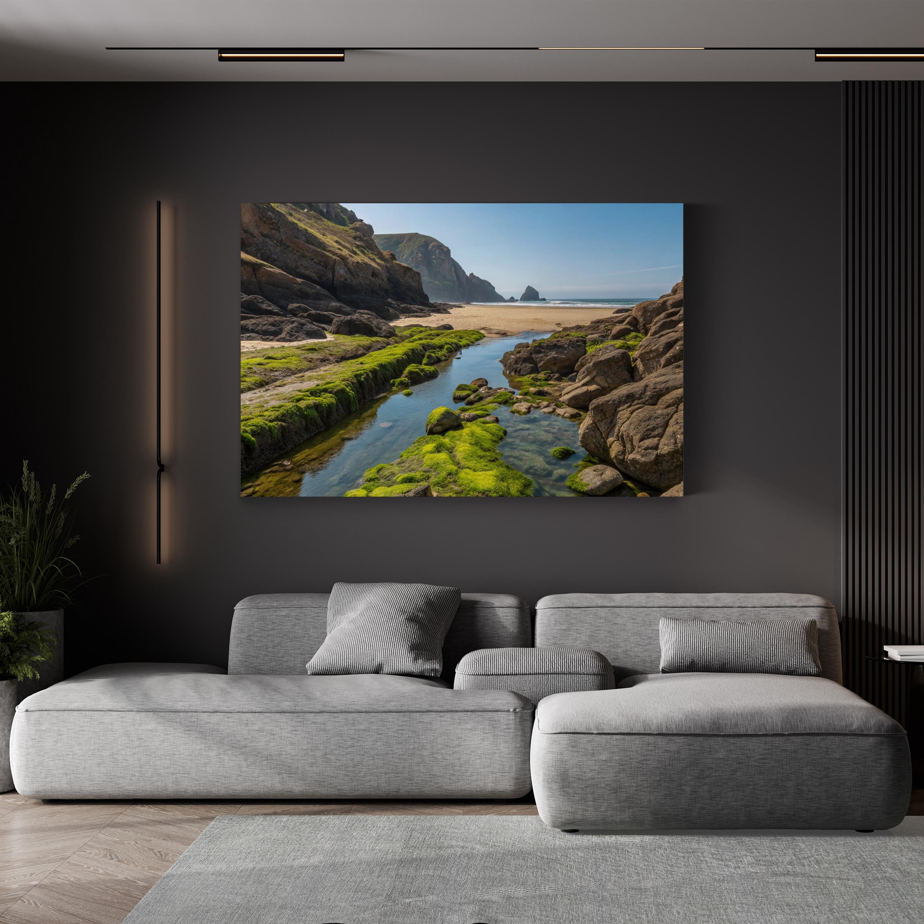 Hidden Tide Pools Coastal Cliffs – Vintage Photography Wall Art | Ocean Canvas Print