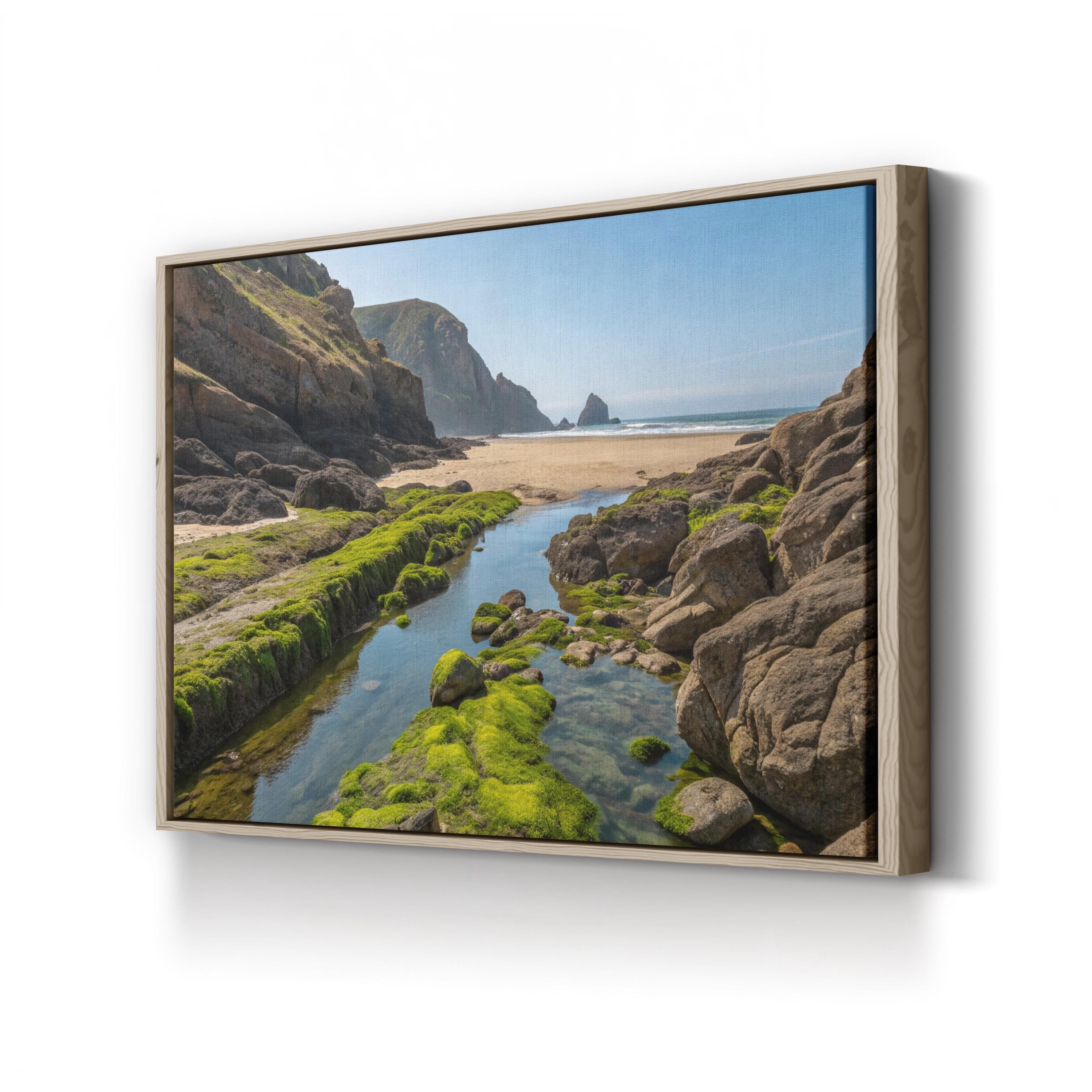 Hidden Tide Pools Coastal Cliffs – Vintage Photography Wall Art | Ocean Canvas Print