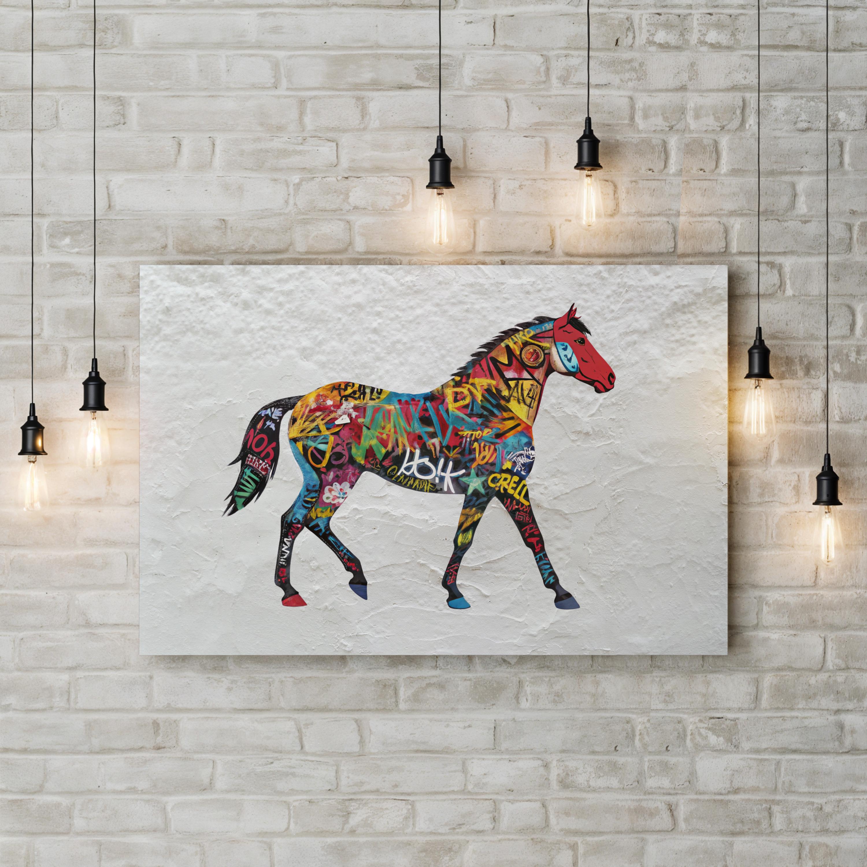 Graffiti Horse – Period Illustration Wall Art | Colorful Street Canvas Print
