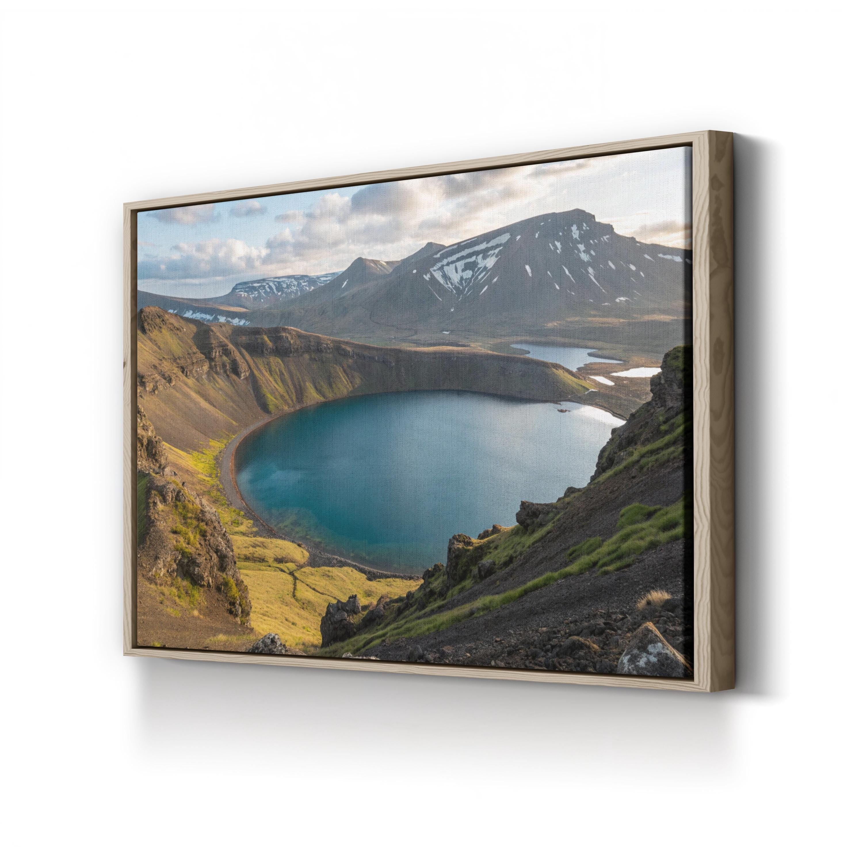 Icelandic Highlands Lake – Vintage Photography Wall Art | Mountain Landscape Canvas Print