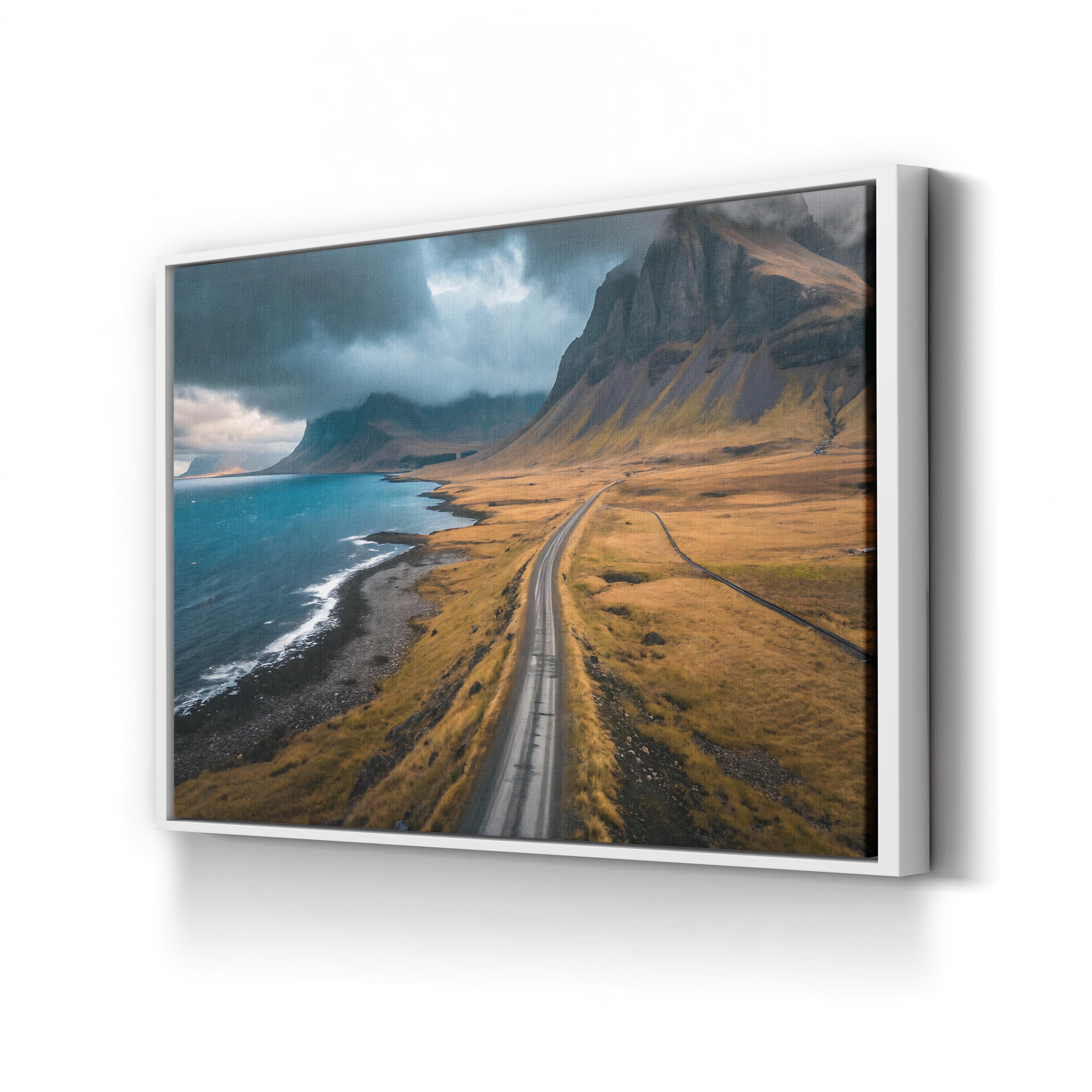 Iceland Coastal Road — Höfn, Southeast Iceland Mountain & North Atlantic Canvas Wall Art