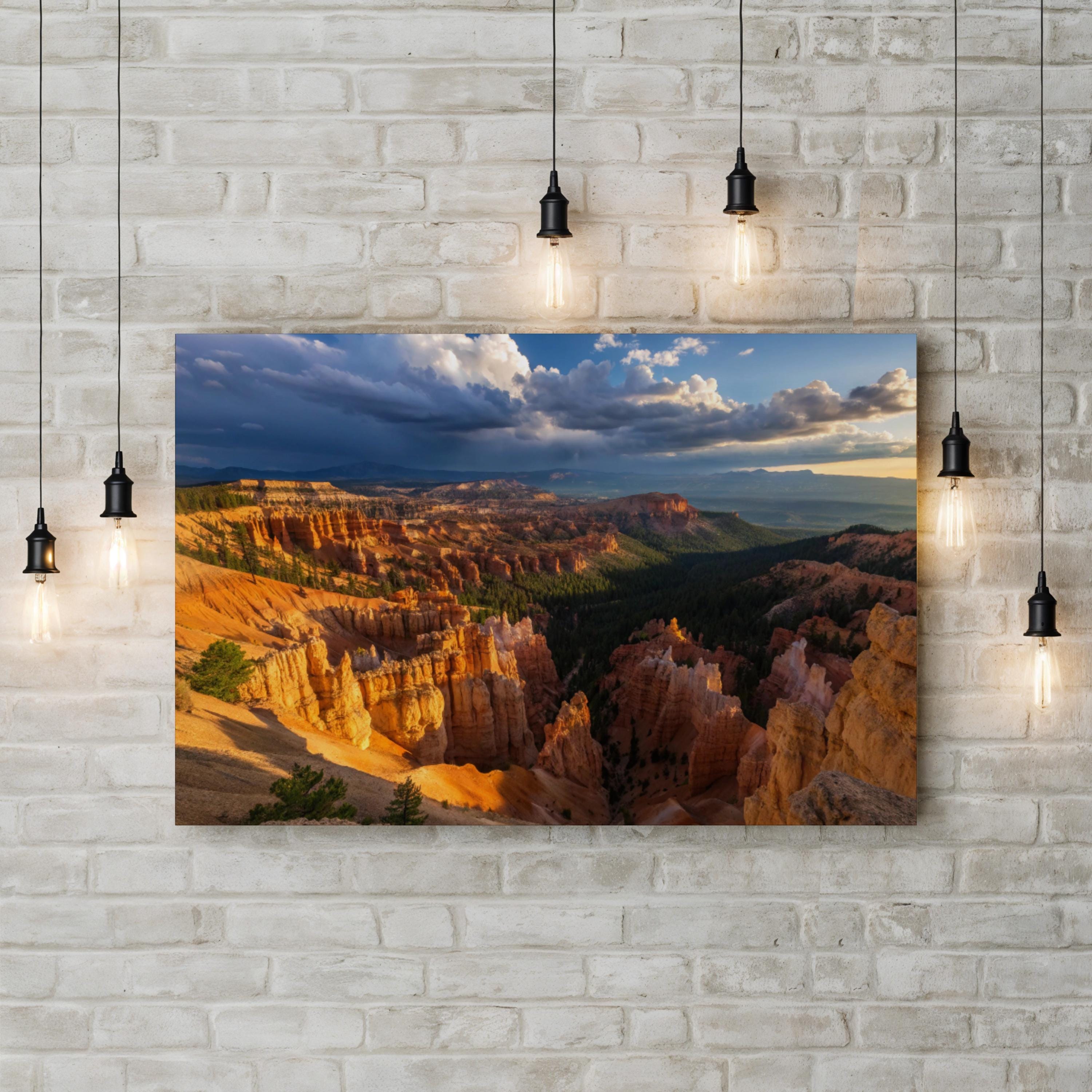 Hoodoo Desert Storm – Vintage Photography Wall Art | Stormy Landscape Canvas Print