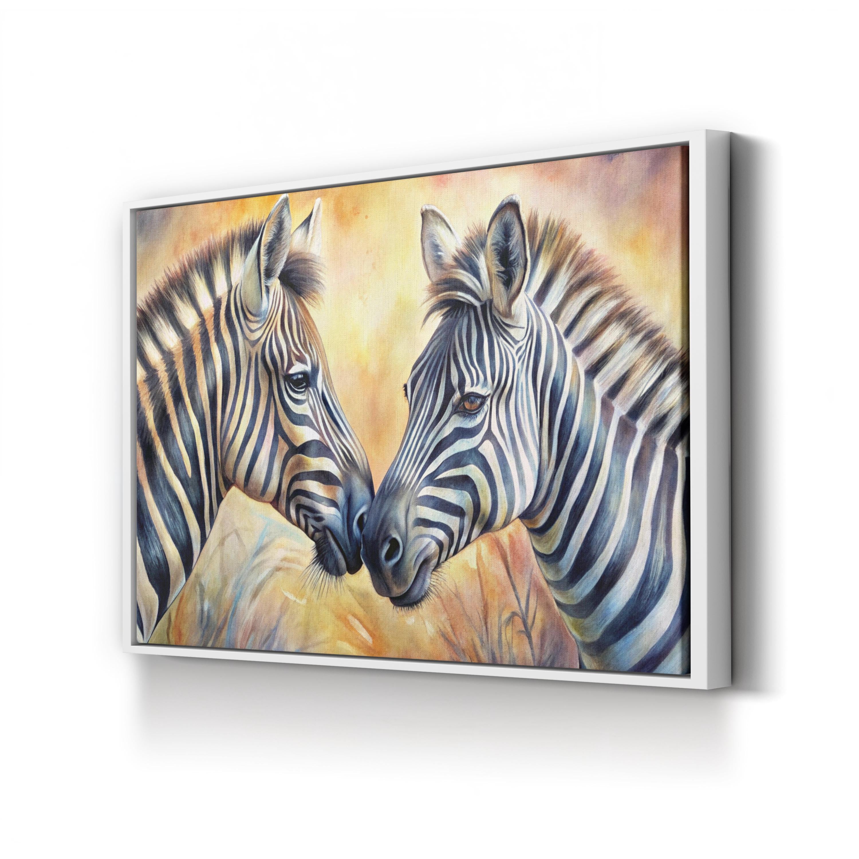 Zebra Couple Canvas – African Wildlife Painting Wall Art