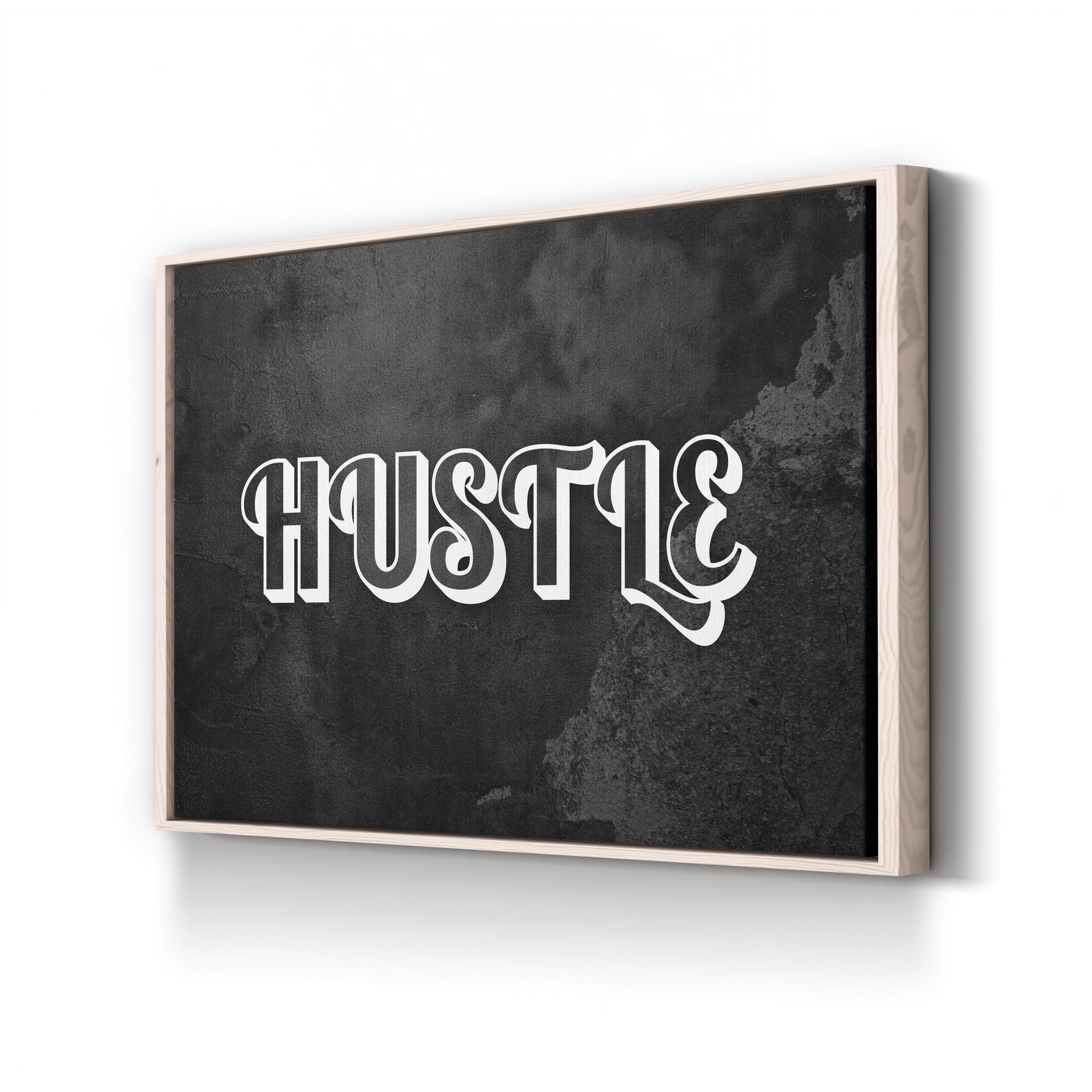 Hustle Calligraphy Canvas Art: Motivational Typography Wall Print