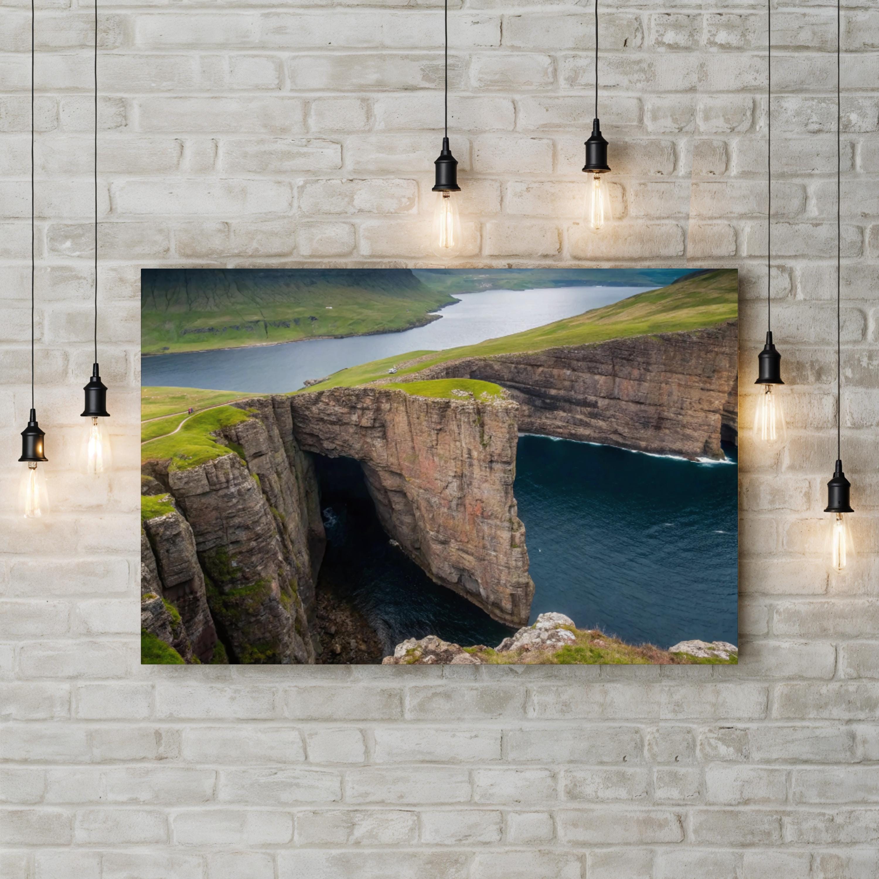 Coastal Ocean Cliffside – Vintage Photography Wall Art | Hypnotic Waterscape Canvas Print