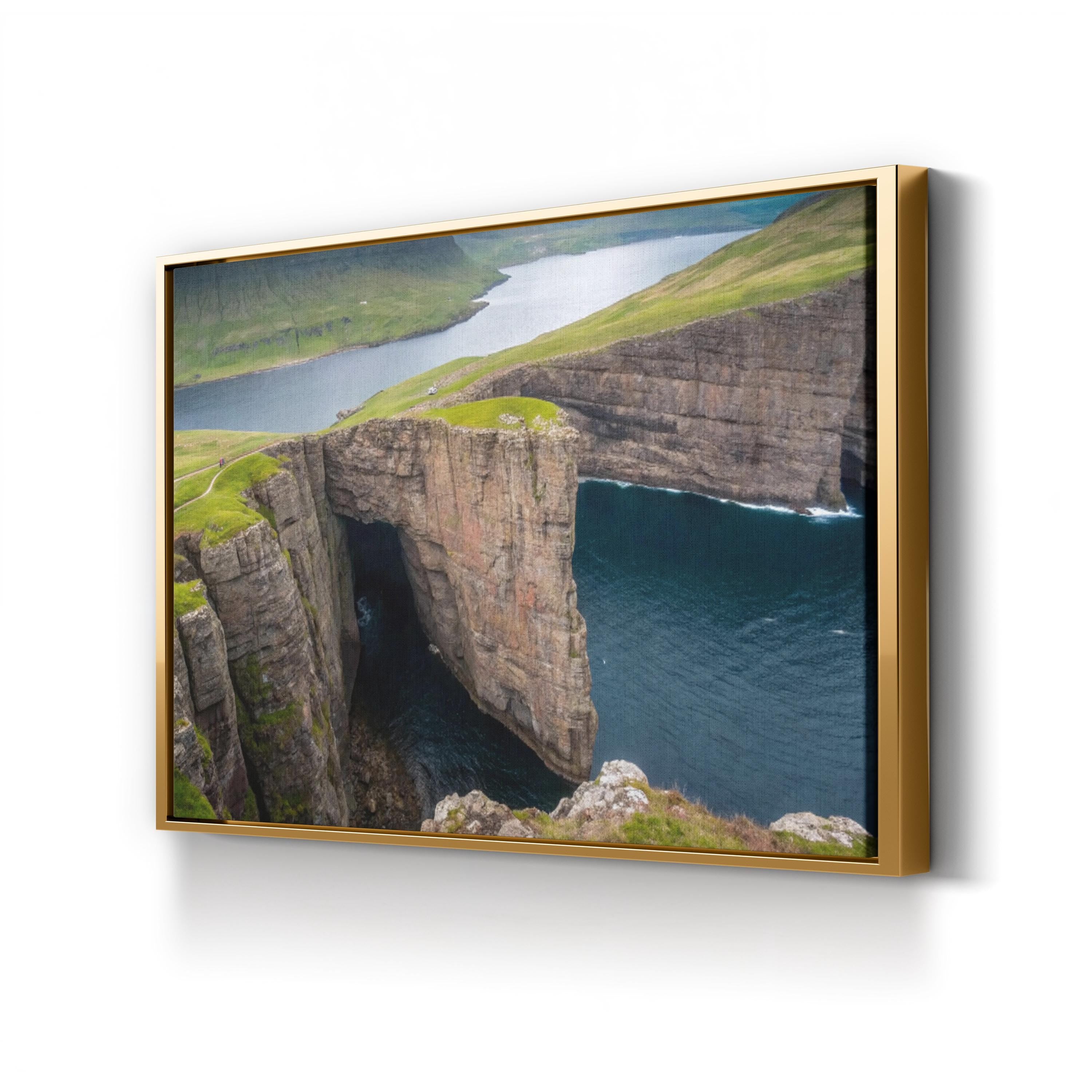 Coastal Ocean Cliffside – Vintage Photography Wall Art | Hypnotic Waterscape Canvas Print
