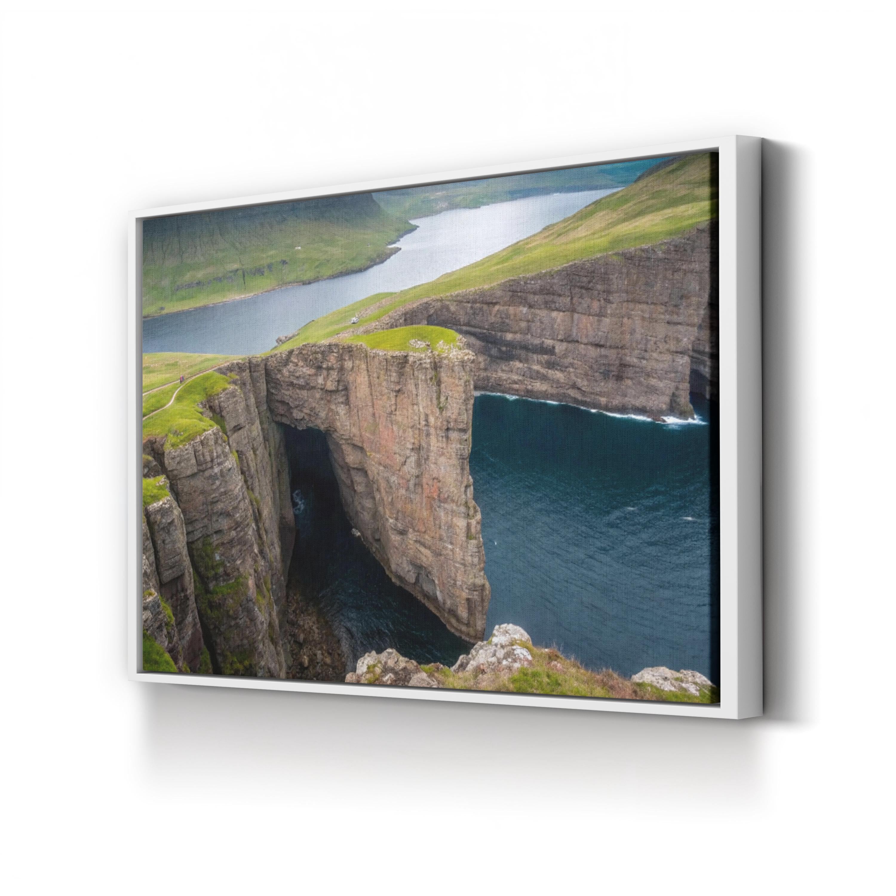 Coastal Ocean Cliffside – Vintage Photography Wall Art | Hypnotic Waterscape Canvas Print