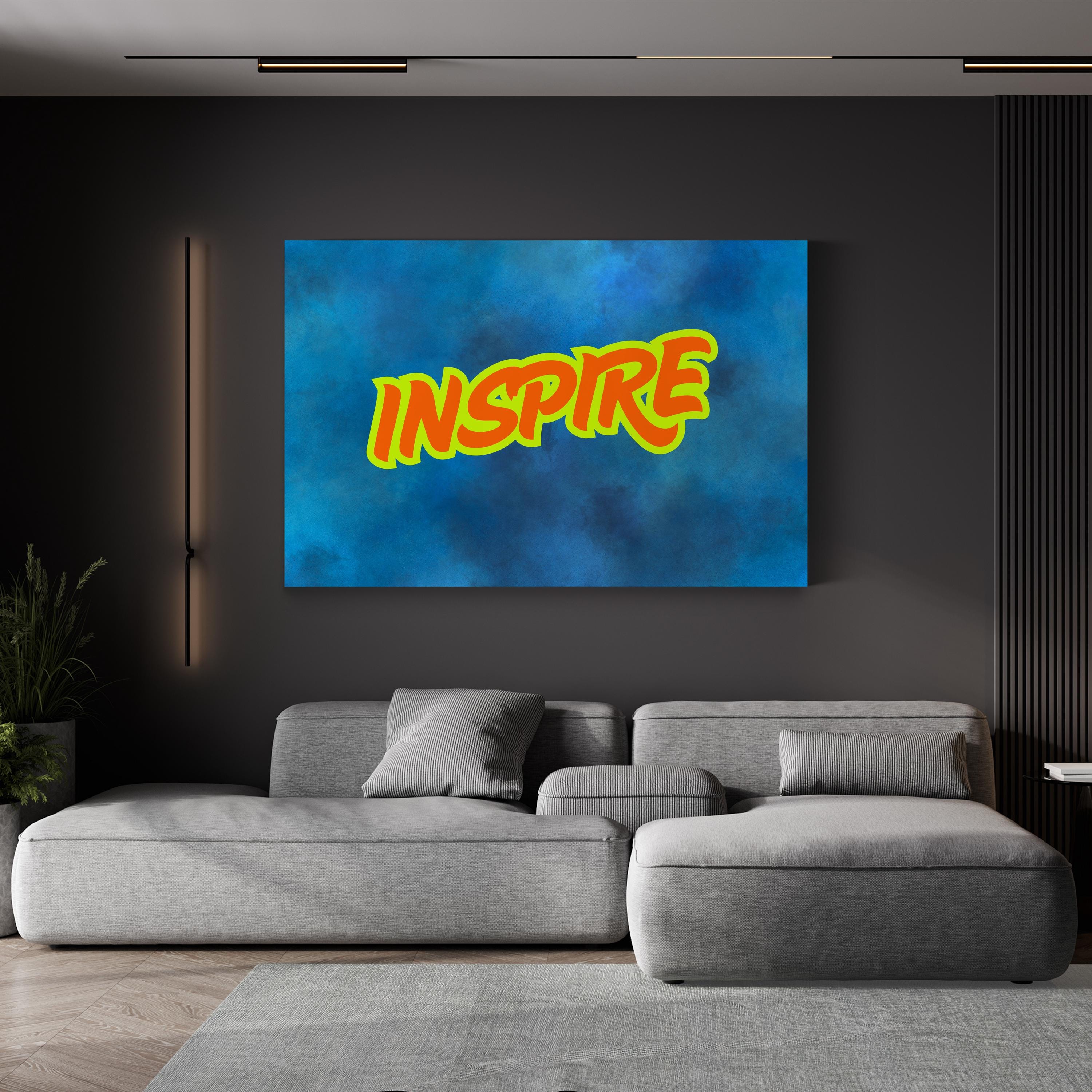 INSPIRE – Calligraphy Motivational Typography Canvas Art Print