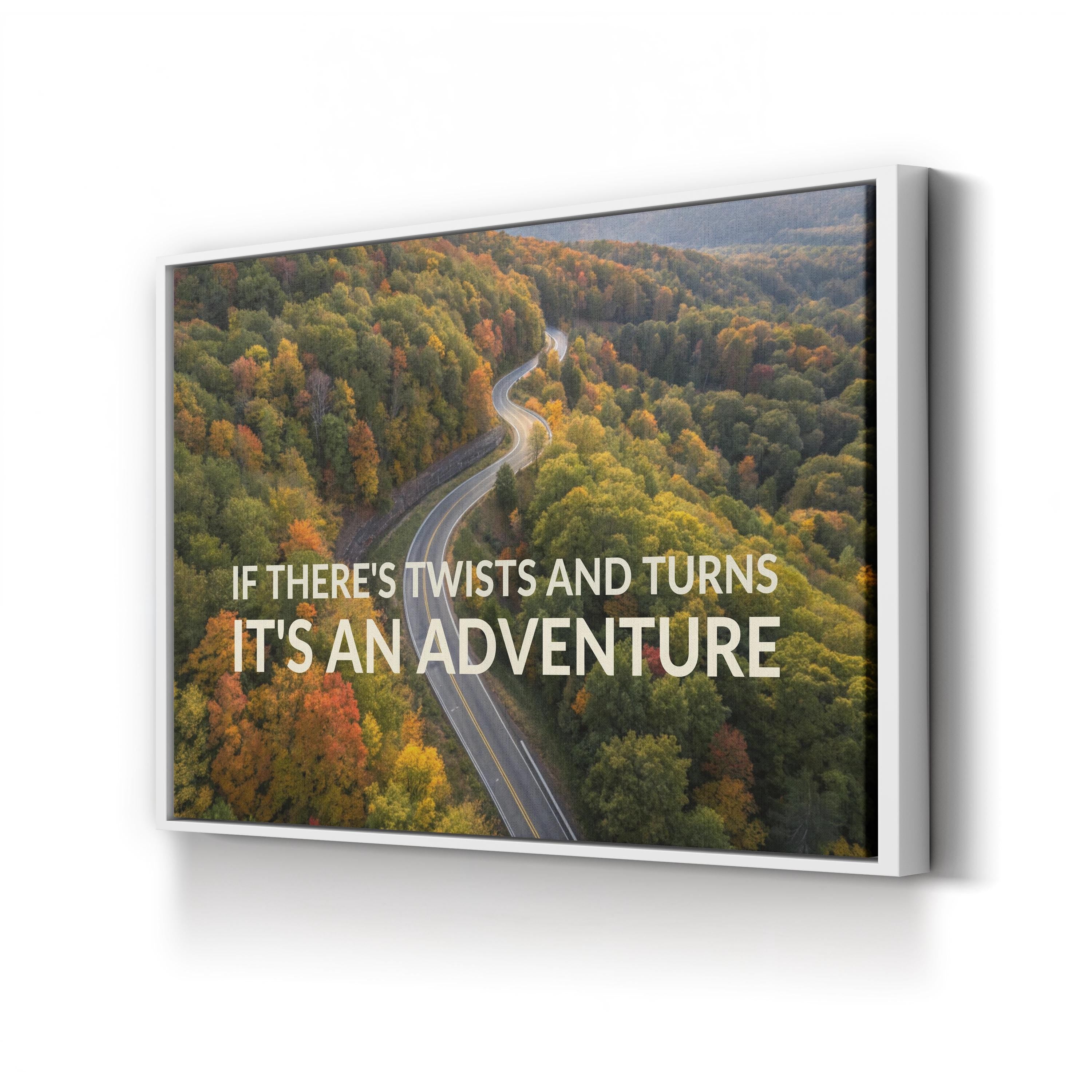 Inspirational Adventure Wall Art Scenic Road Print: Autumn Forest Journey Canvas Art