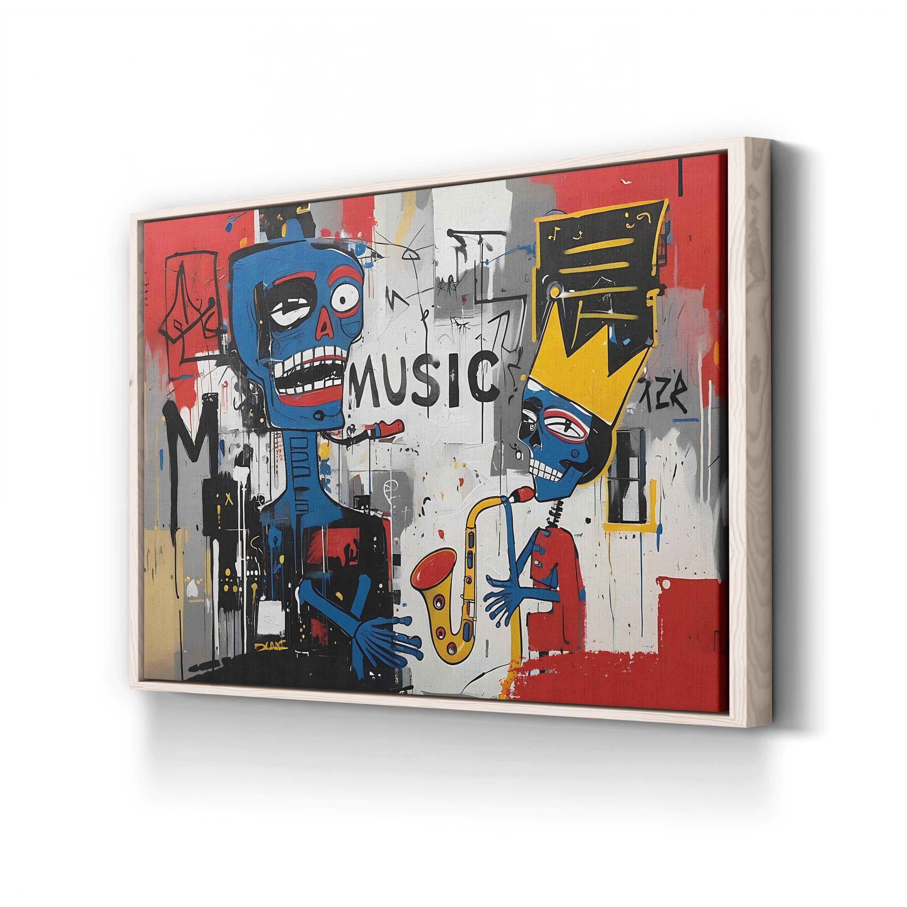 Basquiat Style Jazz Club – Period Illustration Wall Art | Abstract Urban Canvas Print