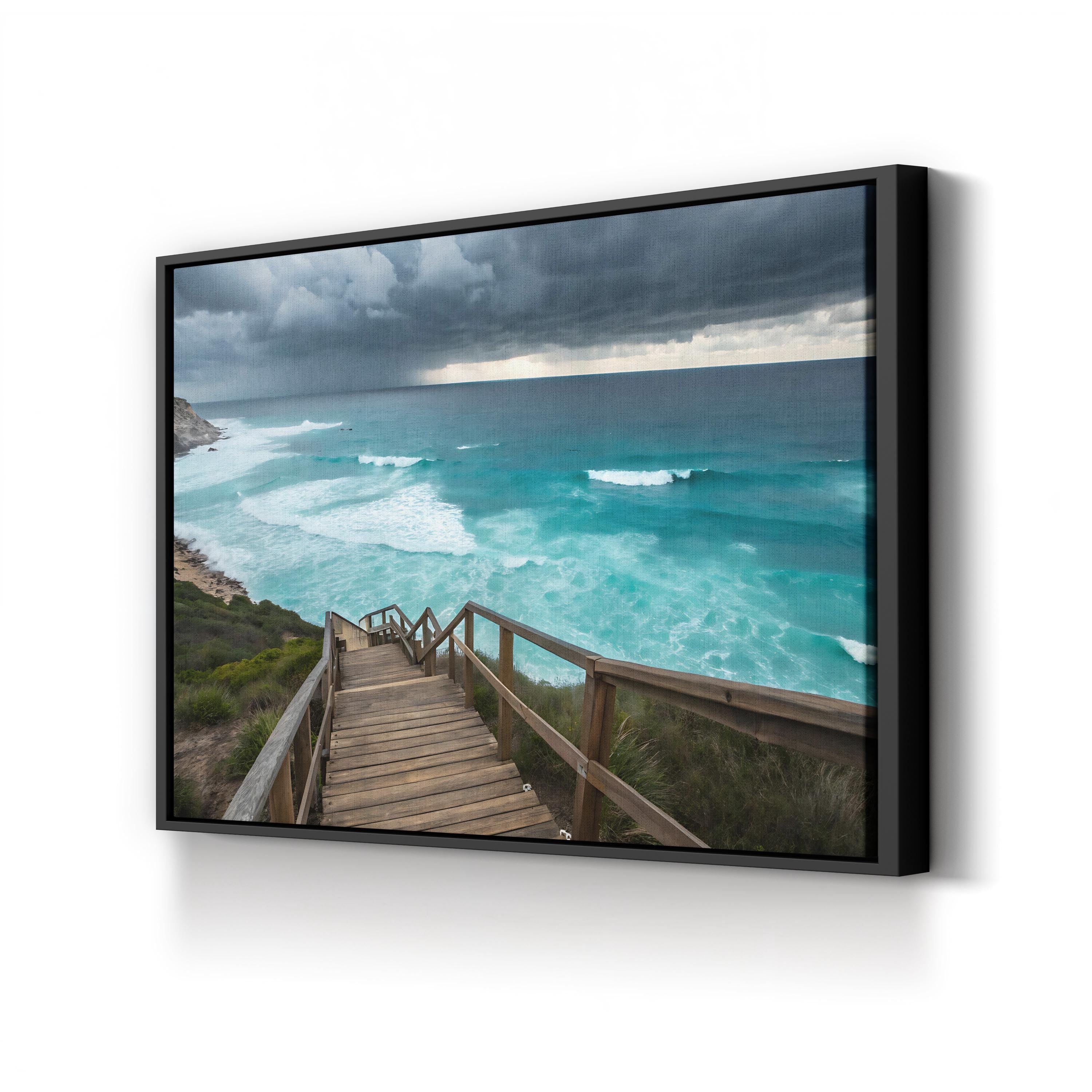 Paradise Beach Boardwalk – Vintage Photography Wall Art | Coastal Canvas Print