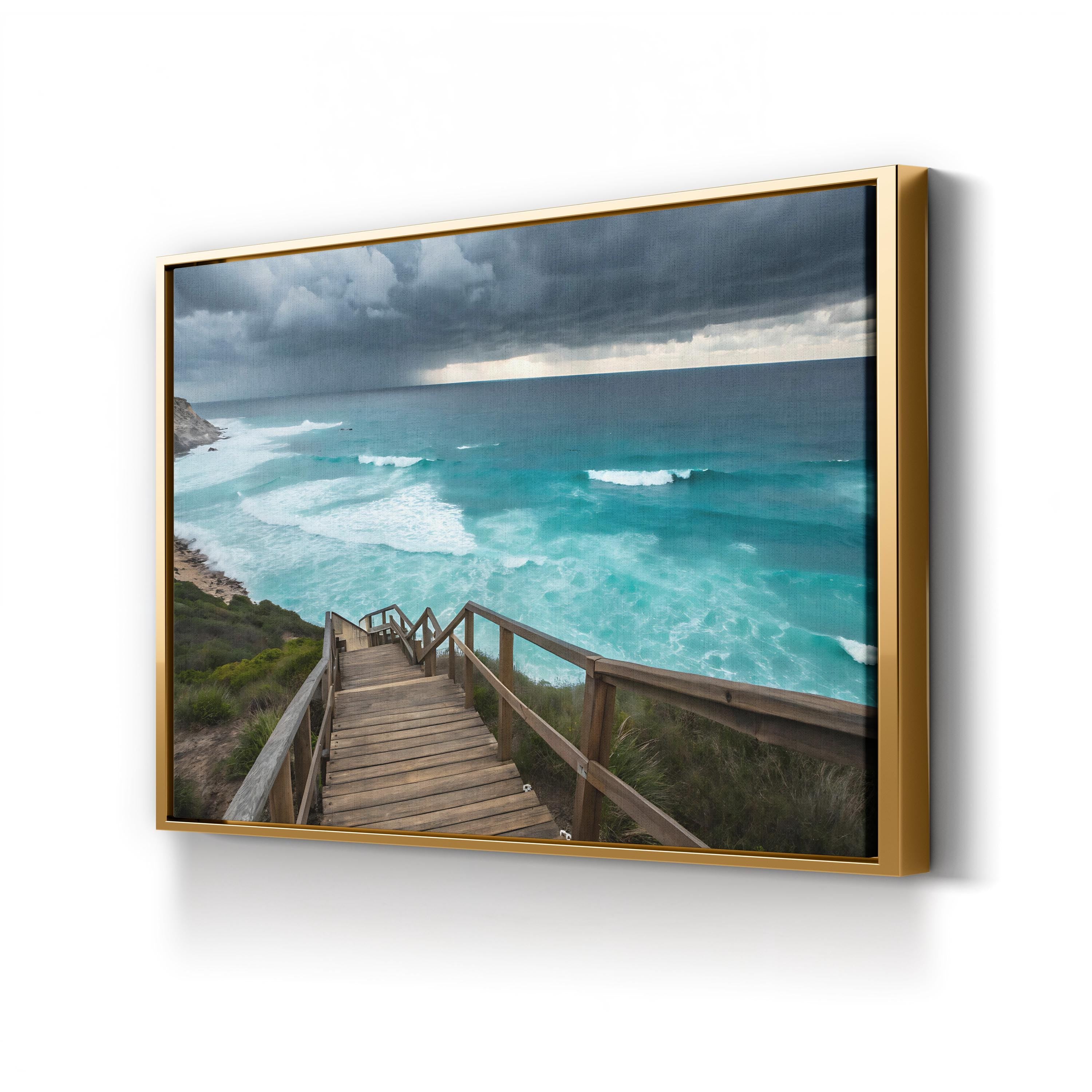 Paradise Beach Boardwalk – Vintage Photography Wall Art | Coastal Canvas Print