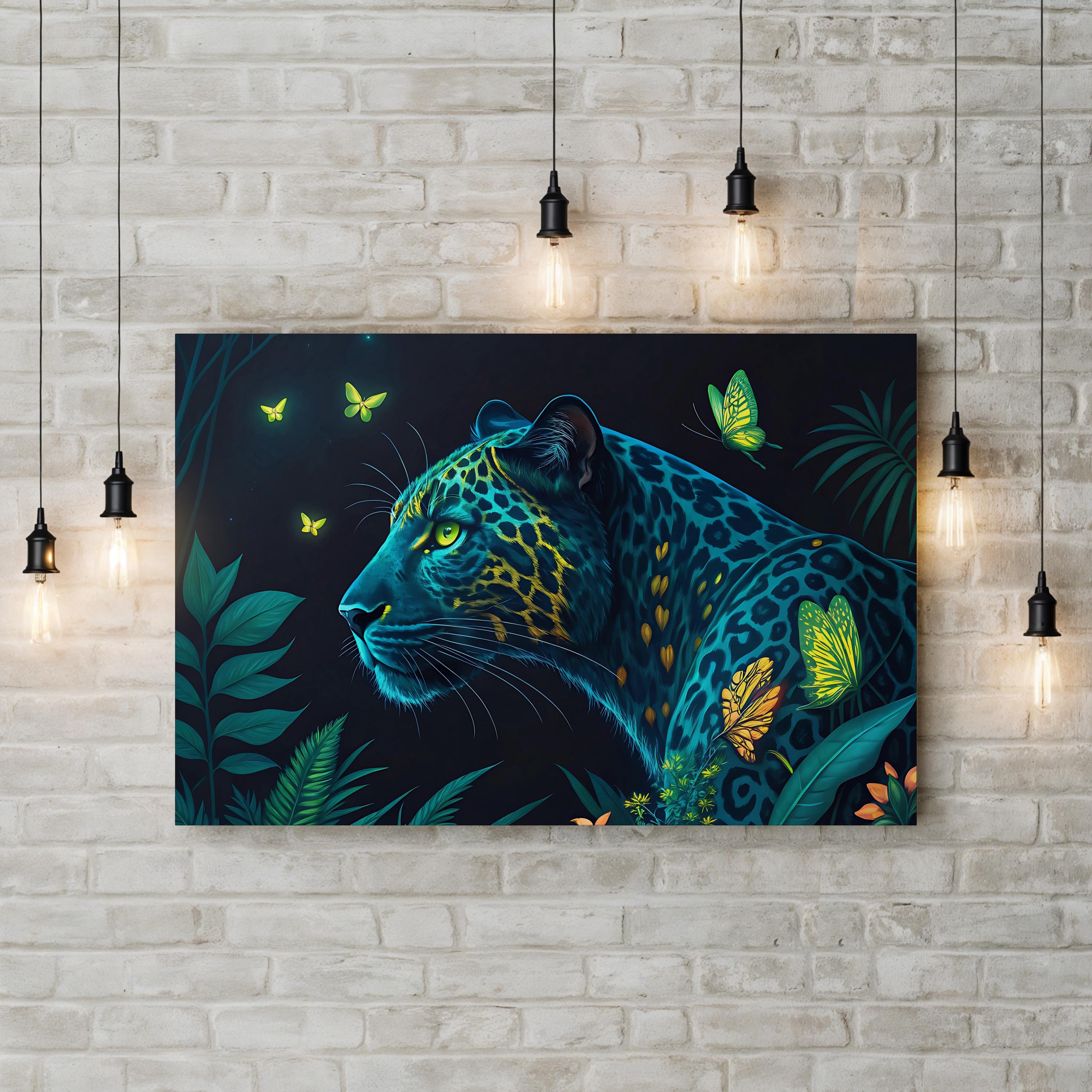 Jungle Leopard – Period Illustration Wall Art | Wildlife Canvas Print