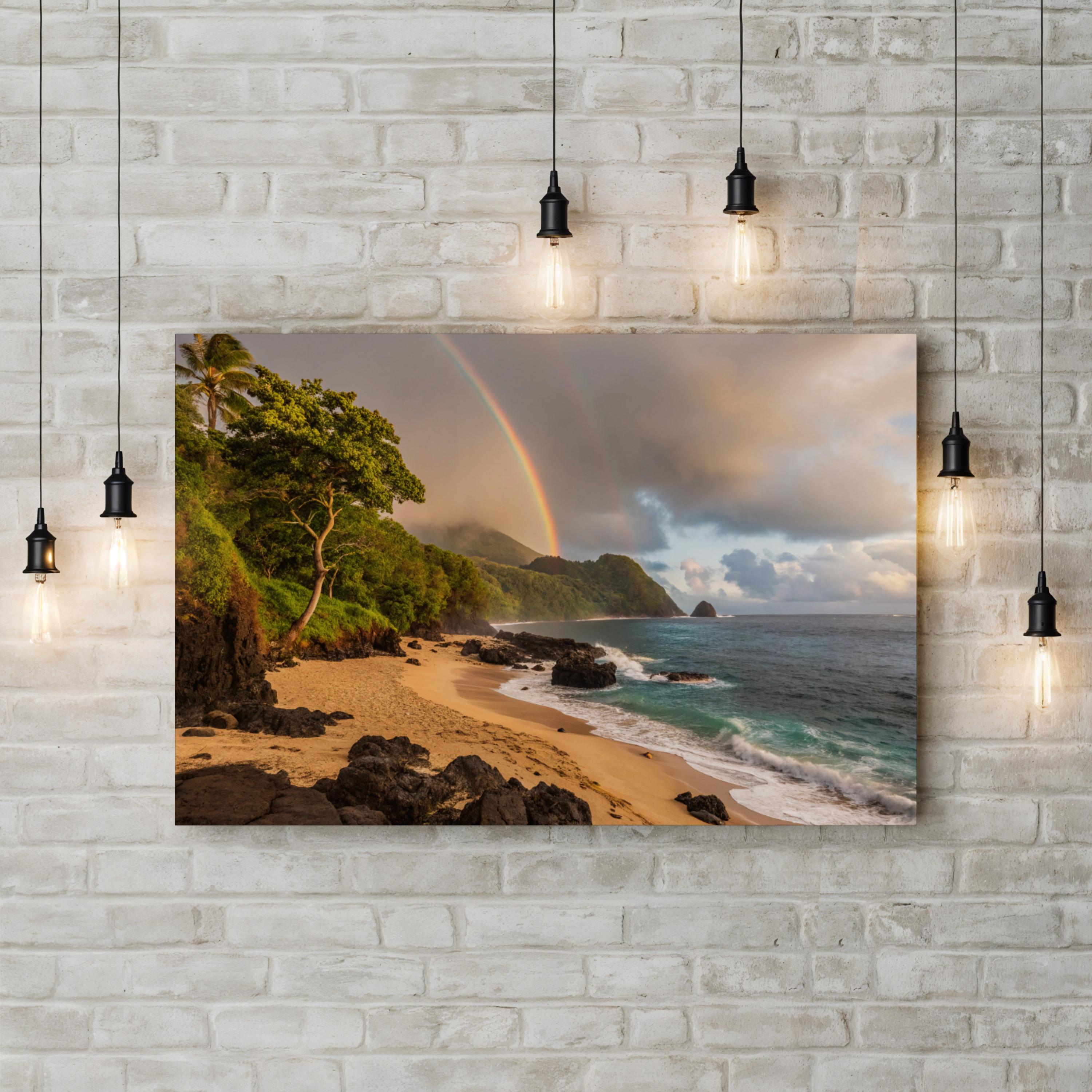 Kauai Rainbow Beach – Vintage Photography Wall Art | Coastal Ocean Canvas Print