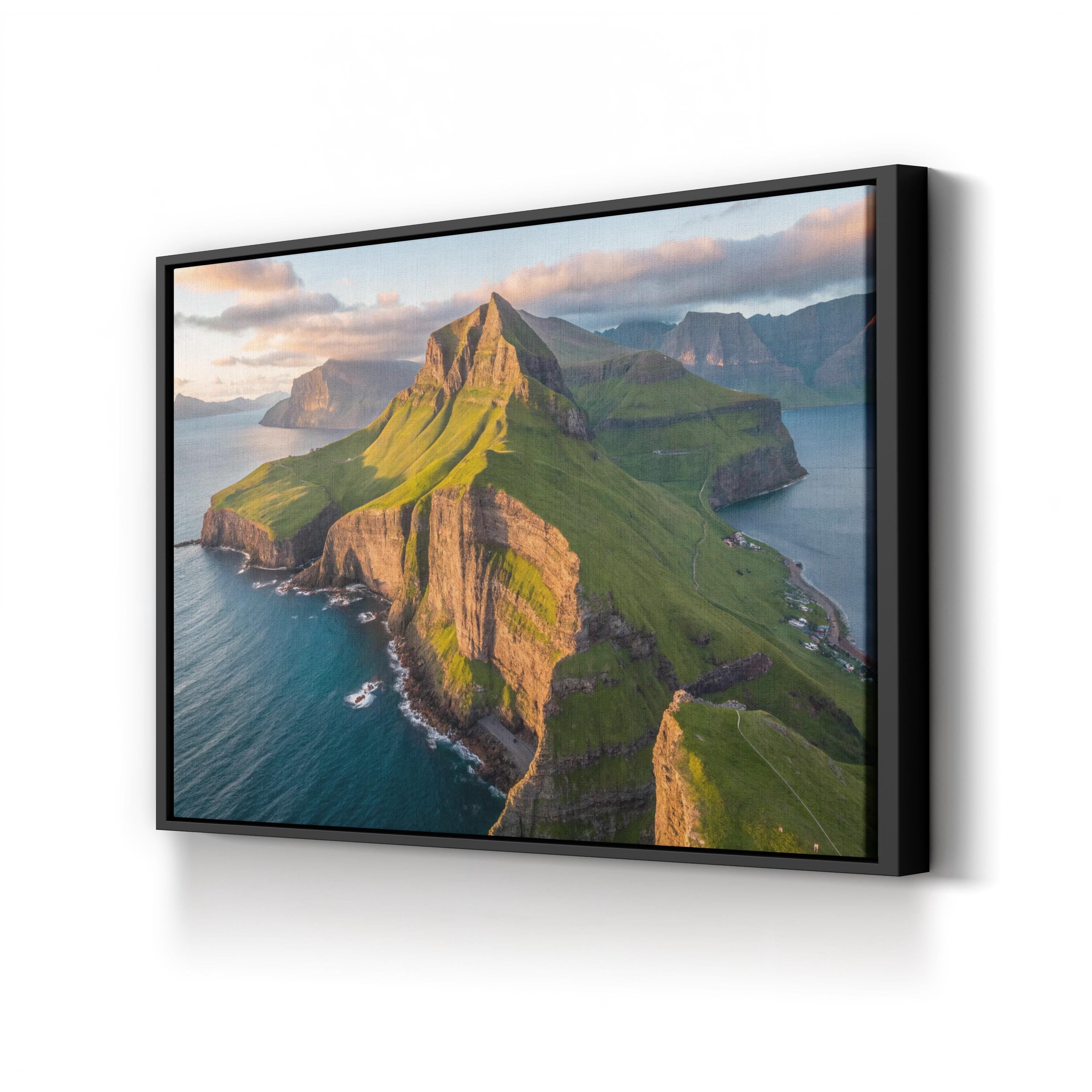Coastal Cliffs Aerial Canvas Art — Neutral Ocean Landscape Photography