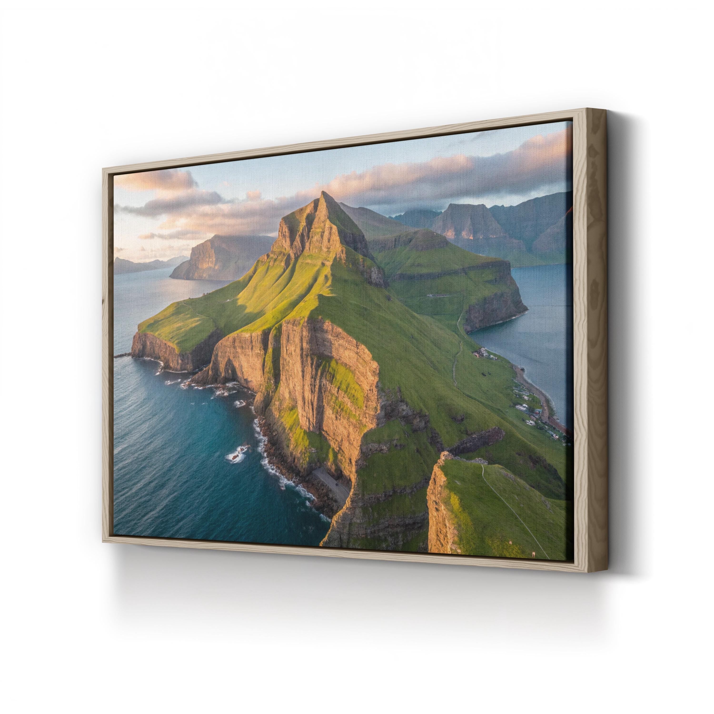 Coastal Cliffs Aerial Canvas Art — Neutral Ocean Landscape Photography