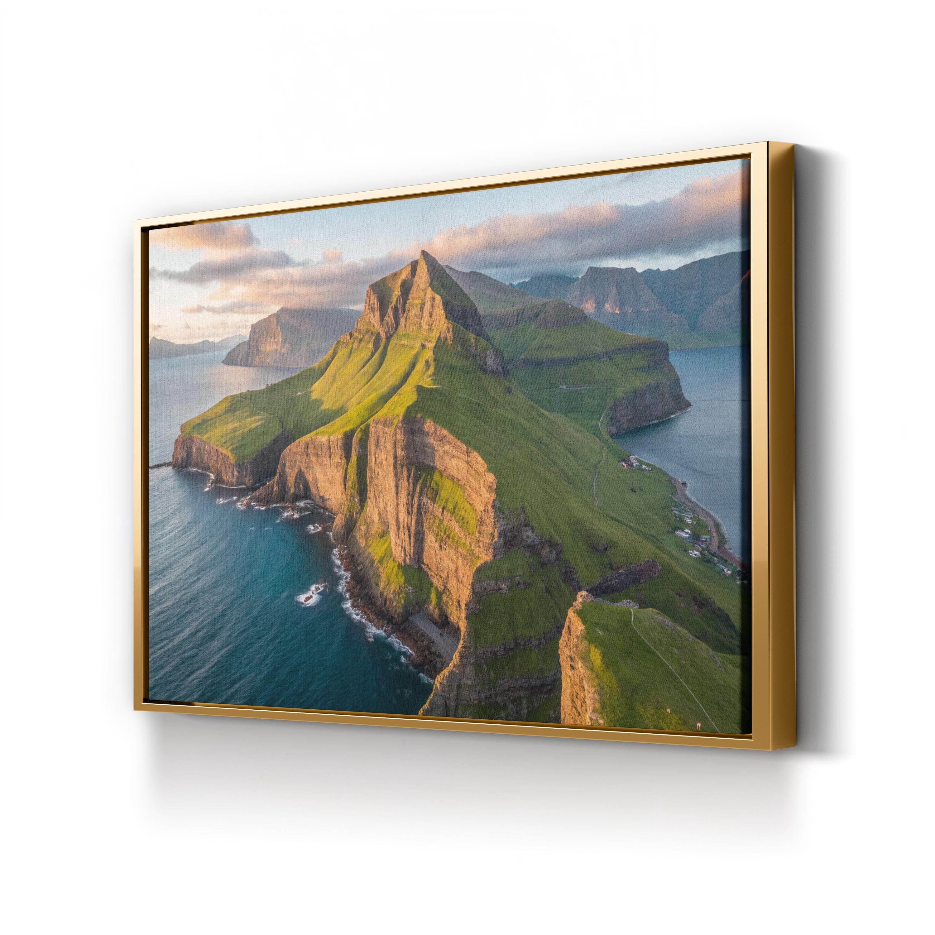 Coastal Cliffs Aerial Canvas Art — Neutral Ocean Landscape Photography