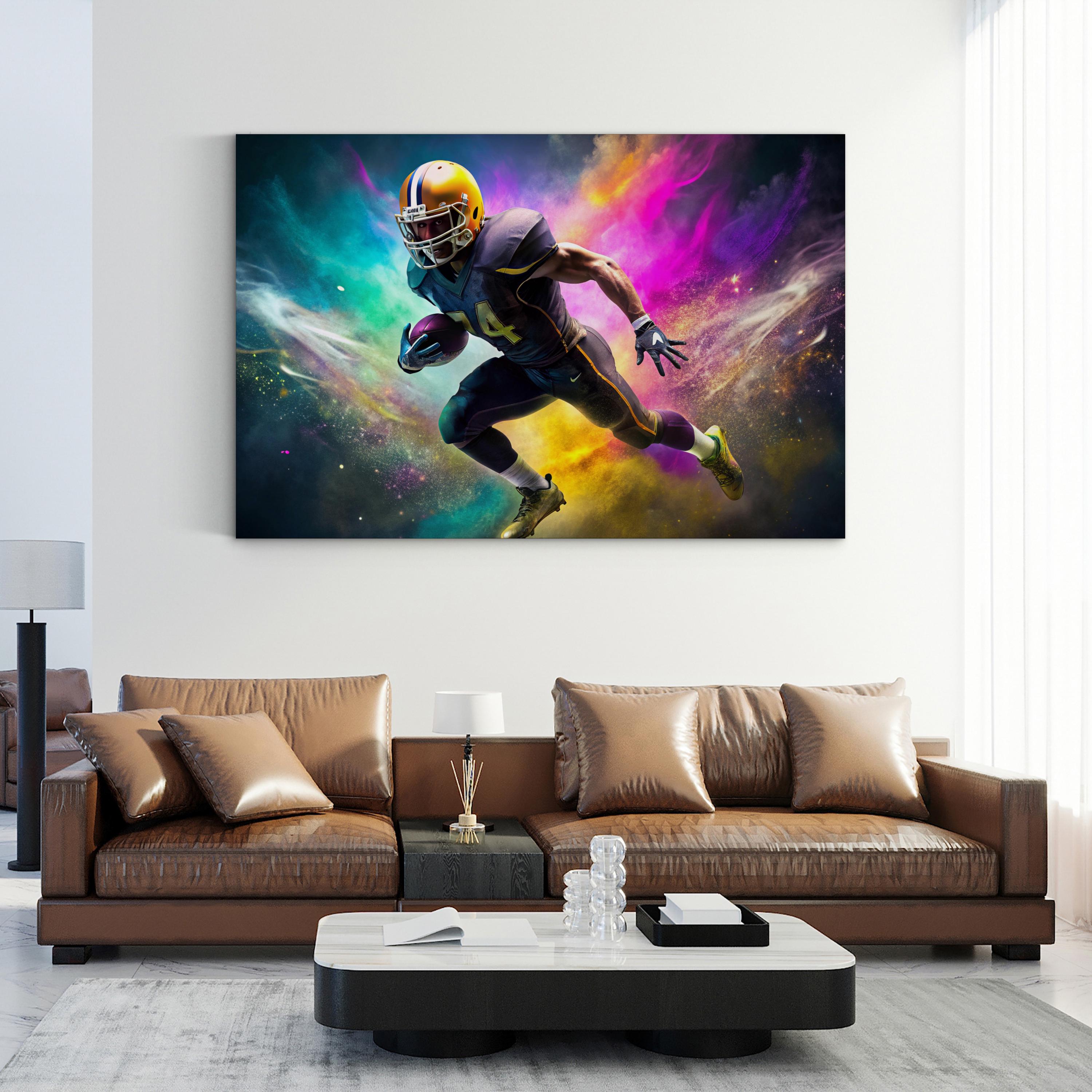 Football Running Back Action – Period Illustration Wall Art | Dynamic Sports Canvas Print