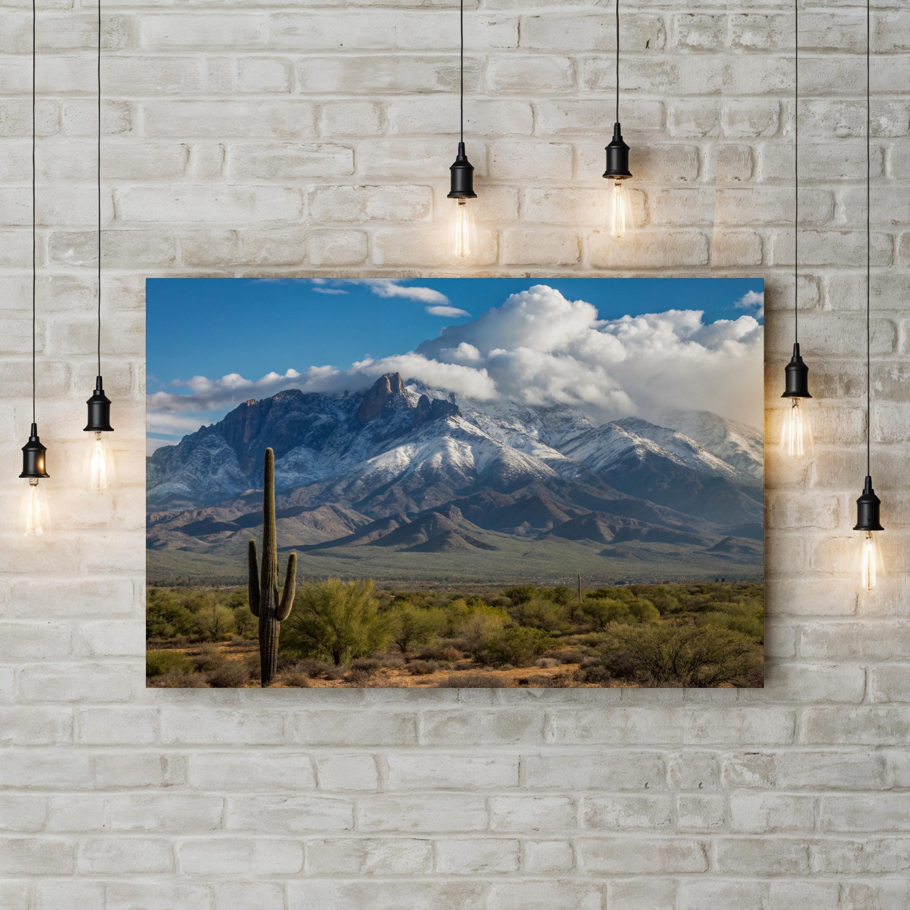 Saguaro Cactus Desert Plain – Vintage Photography Wall Art | Southwestern Canvas Print