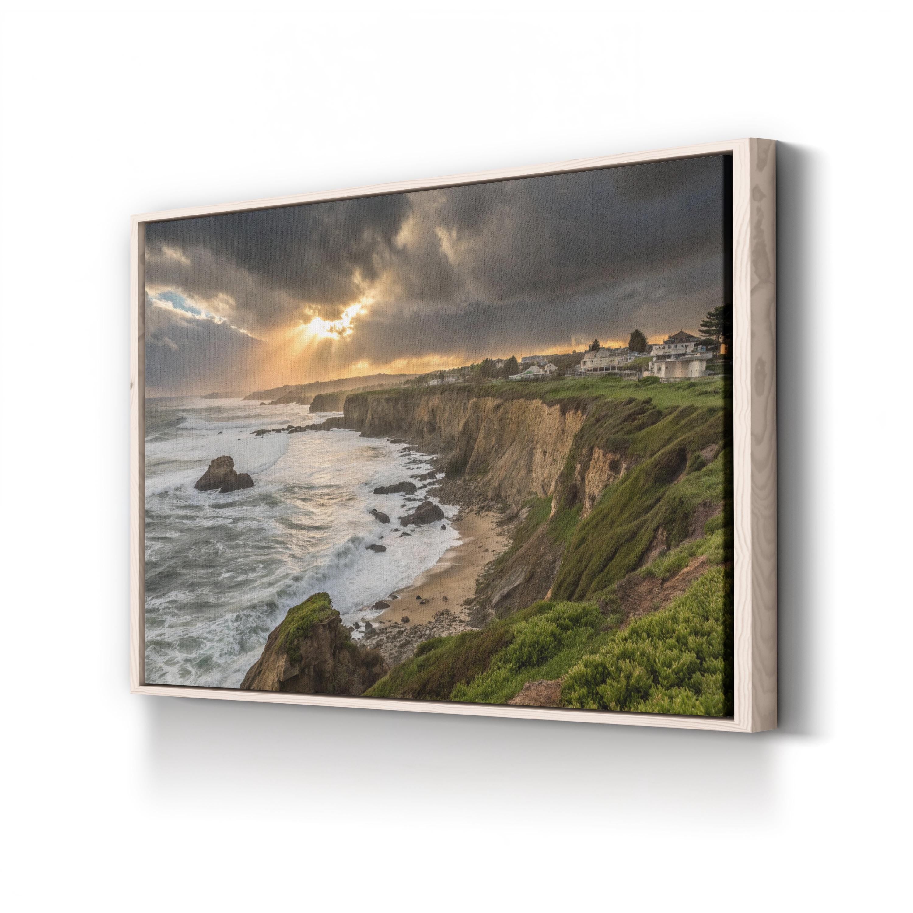 Santa Cruz Sunset, Santa Cruz, California Canvas Art, Coastal Cliff Ocean Landscape