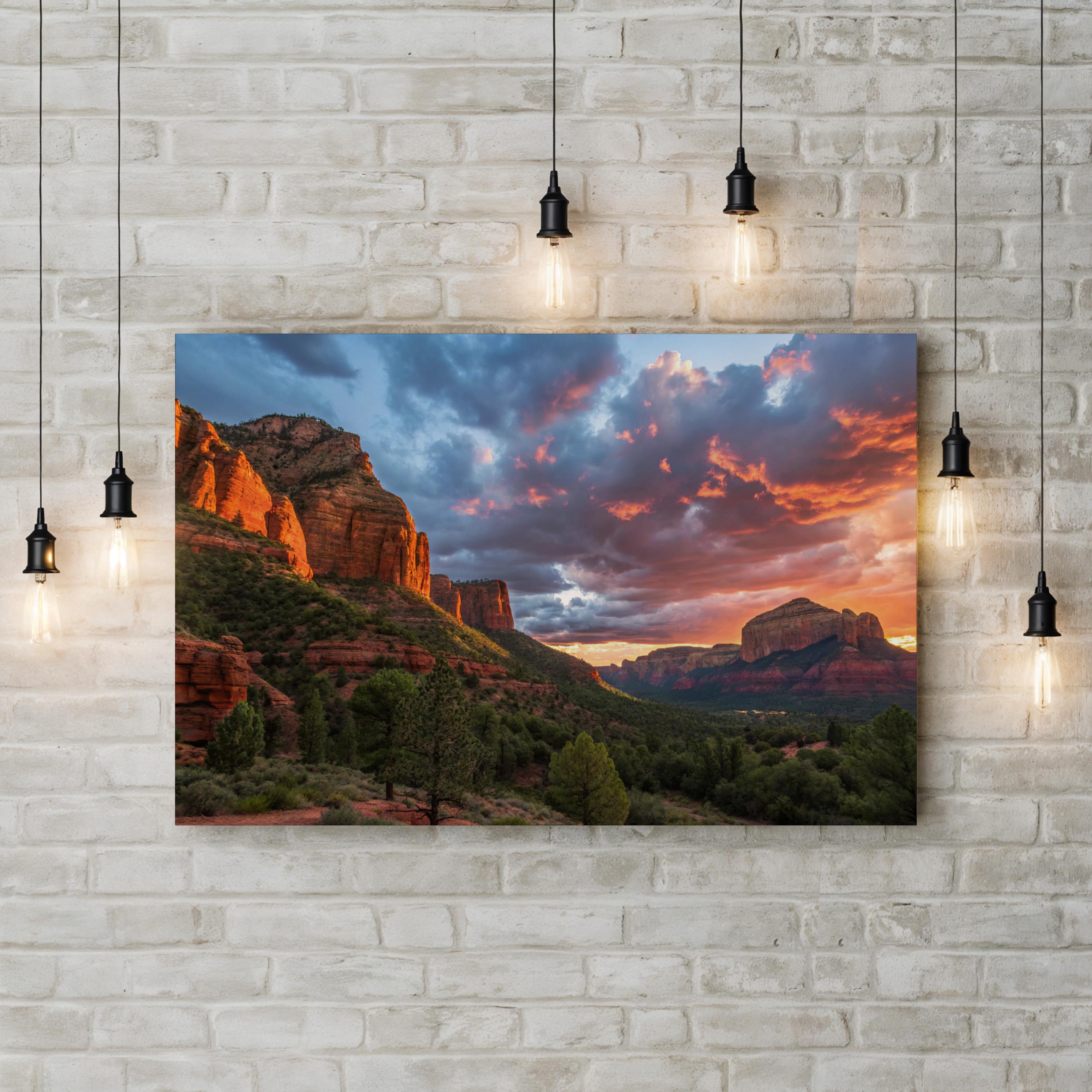 Sedona Sunset Red Rock – Vintage Photography Wall Art | Desert Landscape Canvas Print