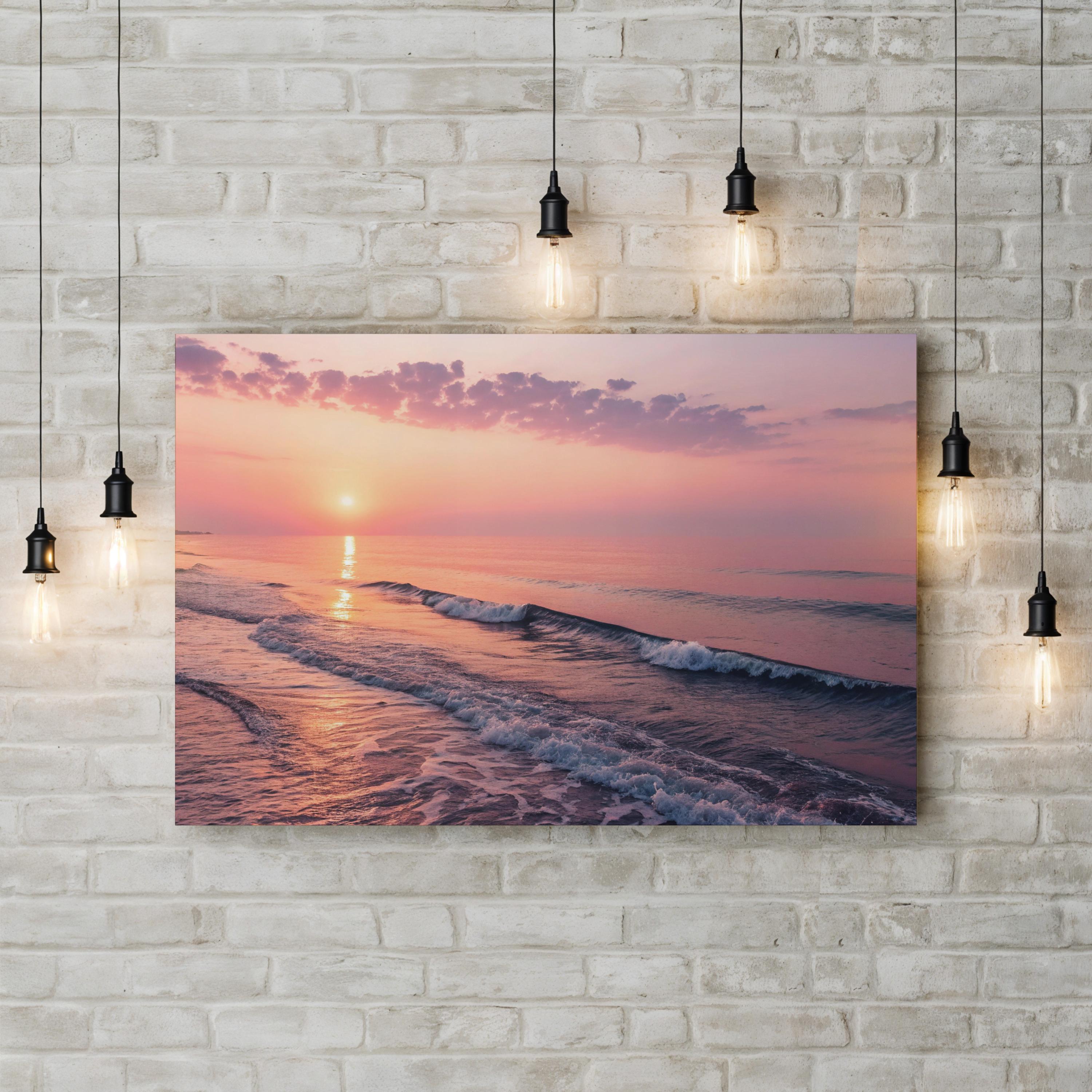 Coastal Wave at Sunset — Modern Beach House Canvas Wall Art