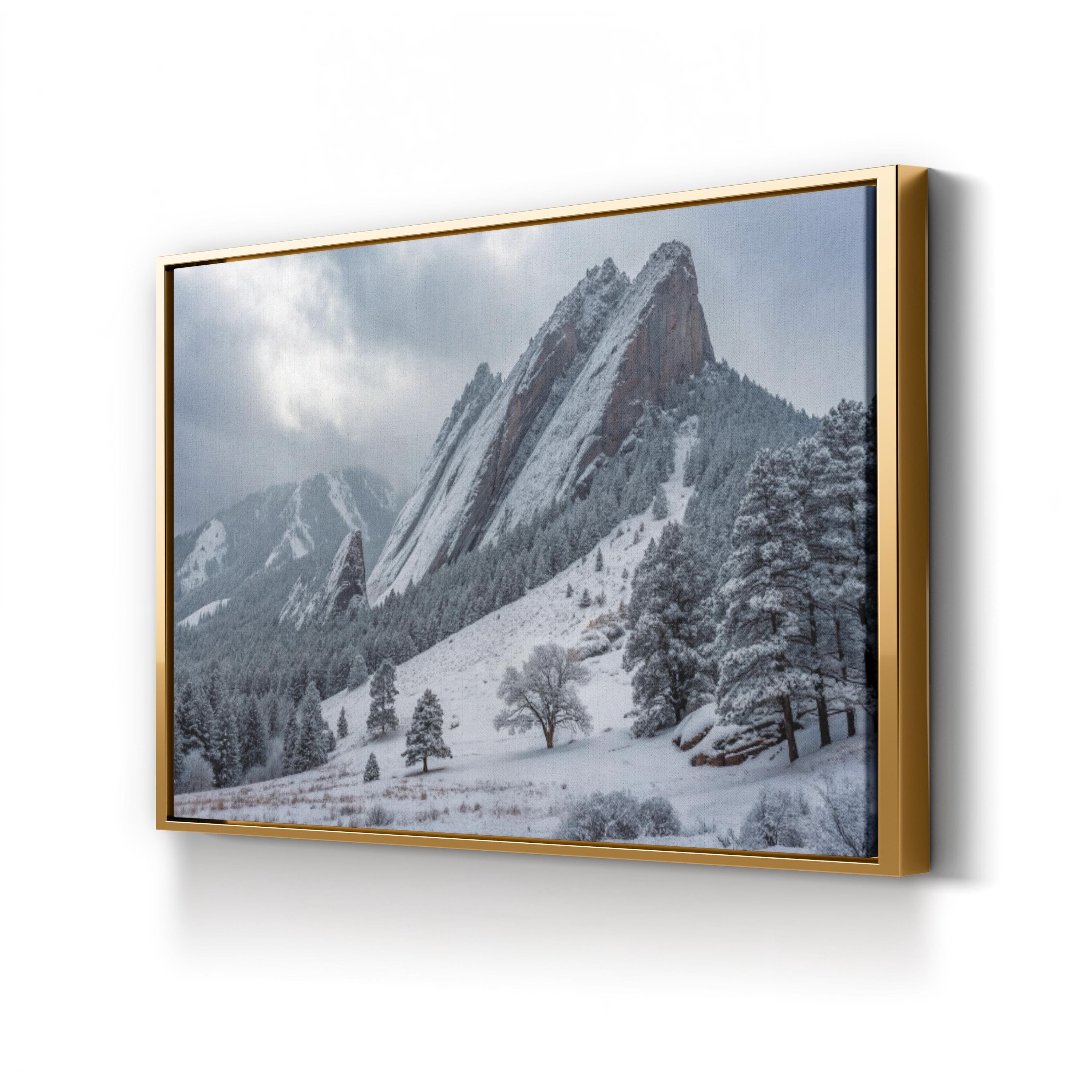 Snowy Flatirons – Vintage Photography Wall Art | Colorado Mountain Canvas Print