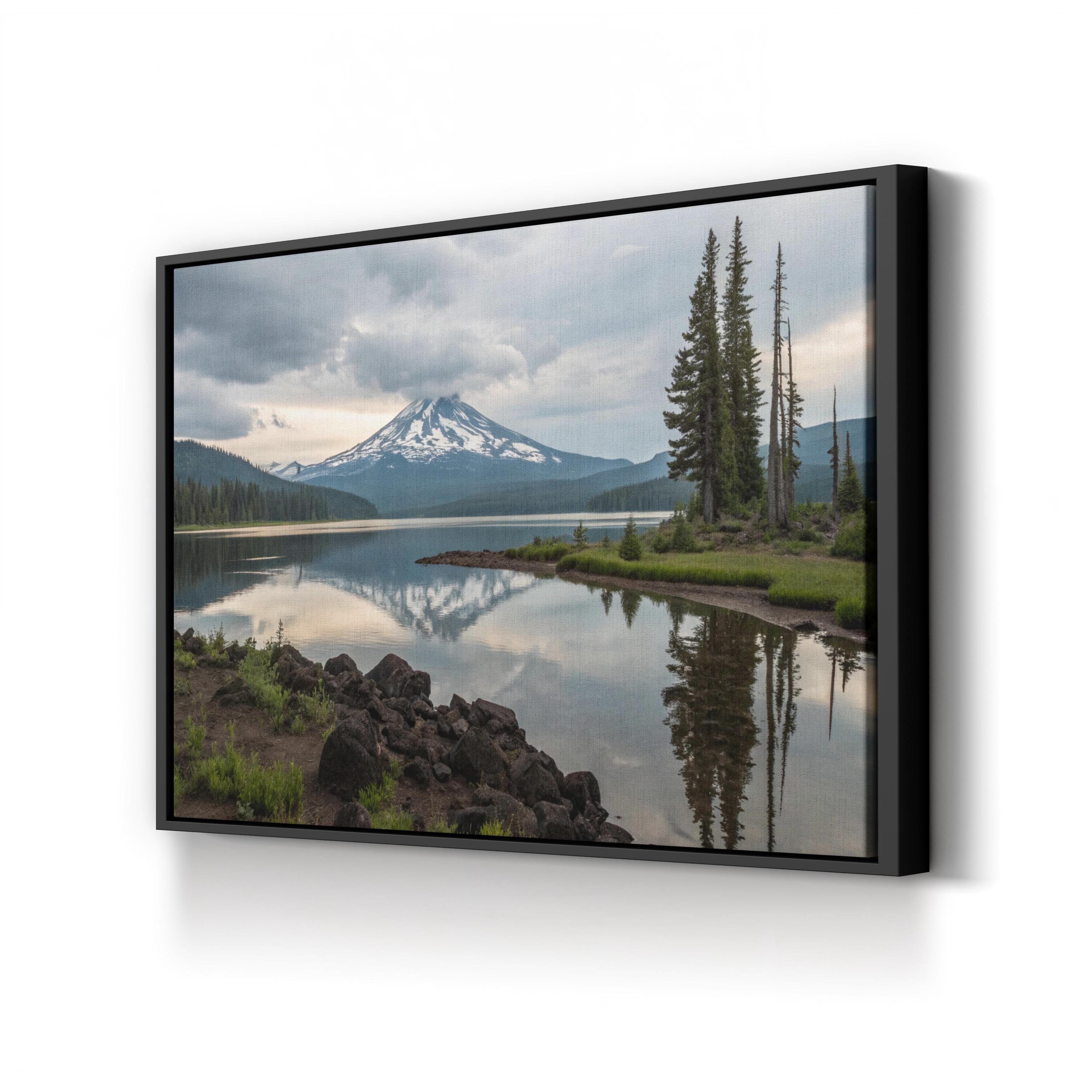 South Sister Mountain Wall Art | Oregon Cascade Range Framed Alpine Landscape Canvas Print