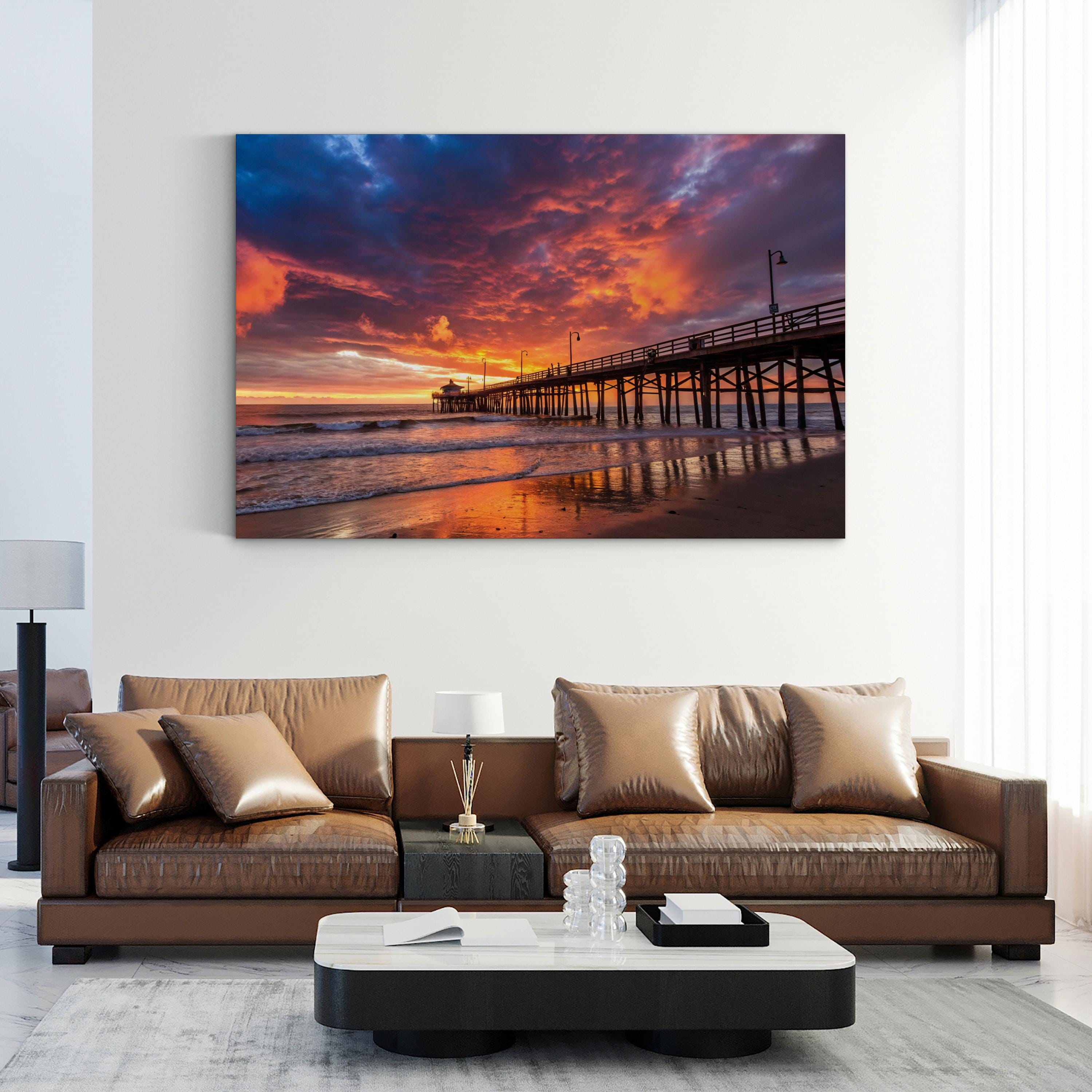 Redondo Beach Pier Sunset, Redondo Beach, California Canvas Art: Southern California Coastal Wall Decor