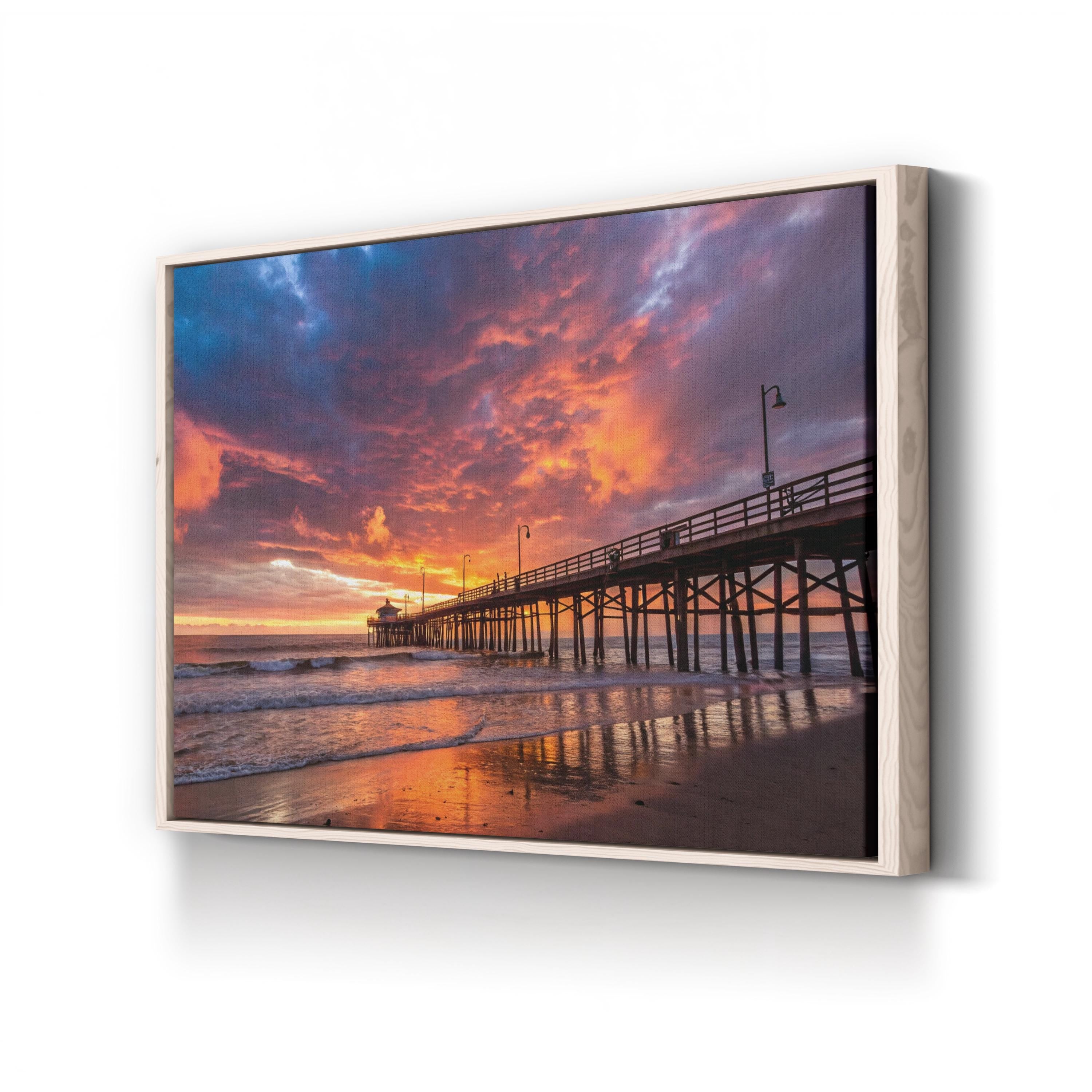 Redondo Beach Pier Sunset, Redondo Beach, California Canvas Art: Southern California Coastal Wall Decor