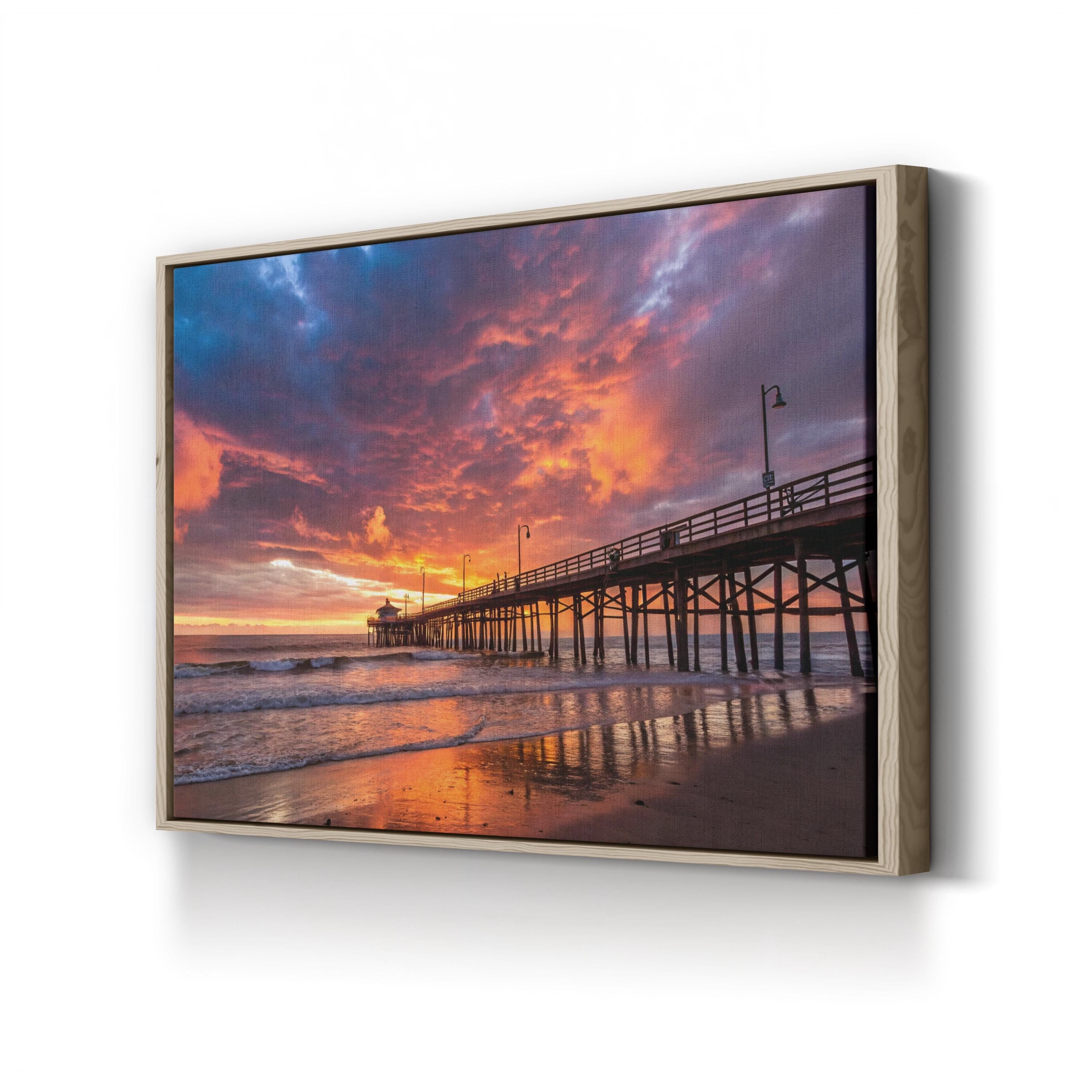 Redondo Beach Pier Sunset, Redondo Beach, California Canvas Art: Southern California Coastal Wall Decor