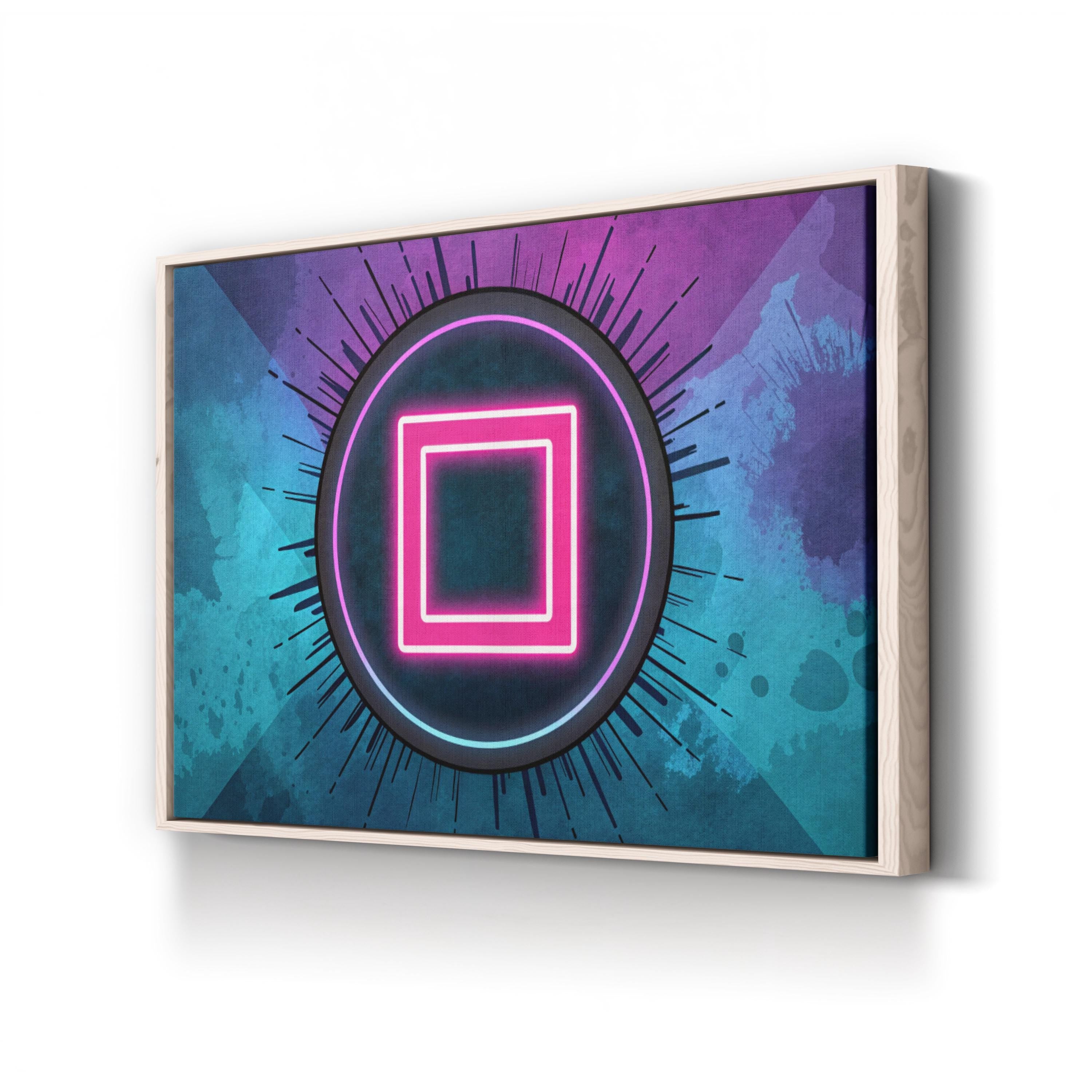 Neon Geometric Squares – Period Illustration Wall Art | Modern Abstract Canvas Print