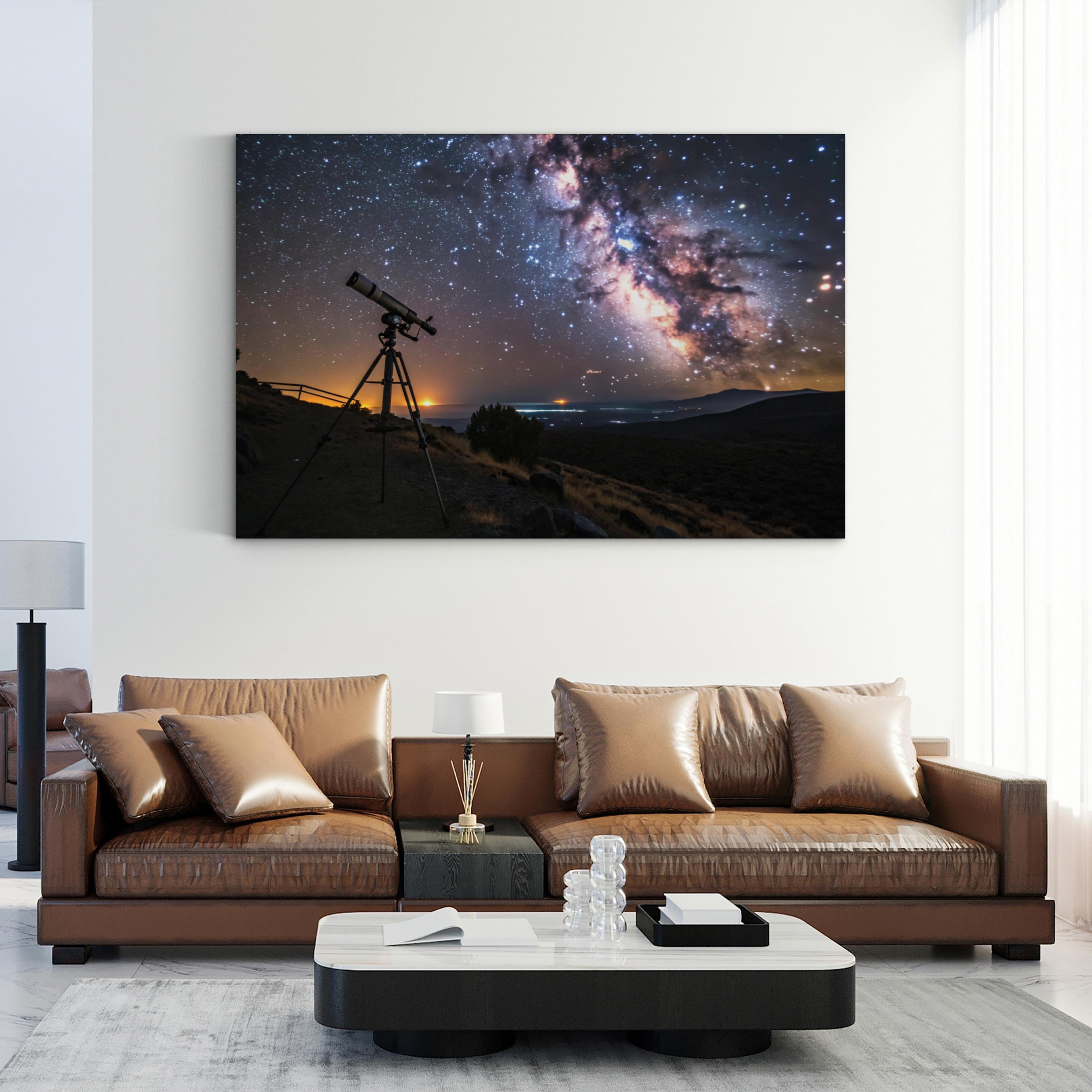 Stargazer Telescope Night Sky – Vintage Photography Wall Art | Cosmic Canvas Print