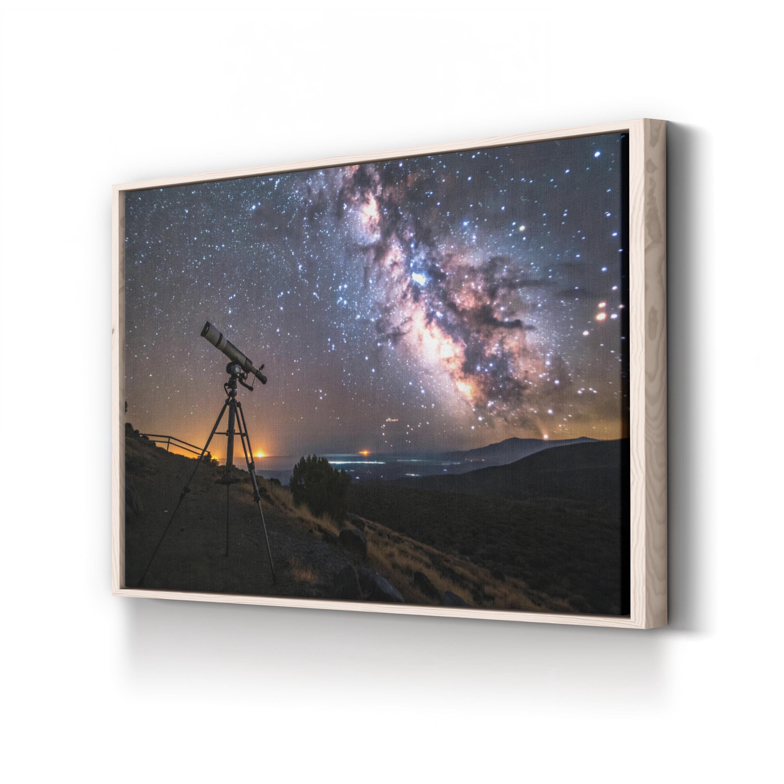 Stargazer Telescope Night Sky – Vintage Photography Wall Art | Cosmic Canvas Print