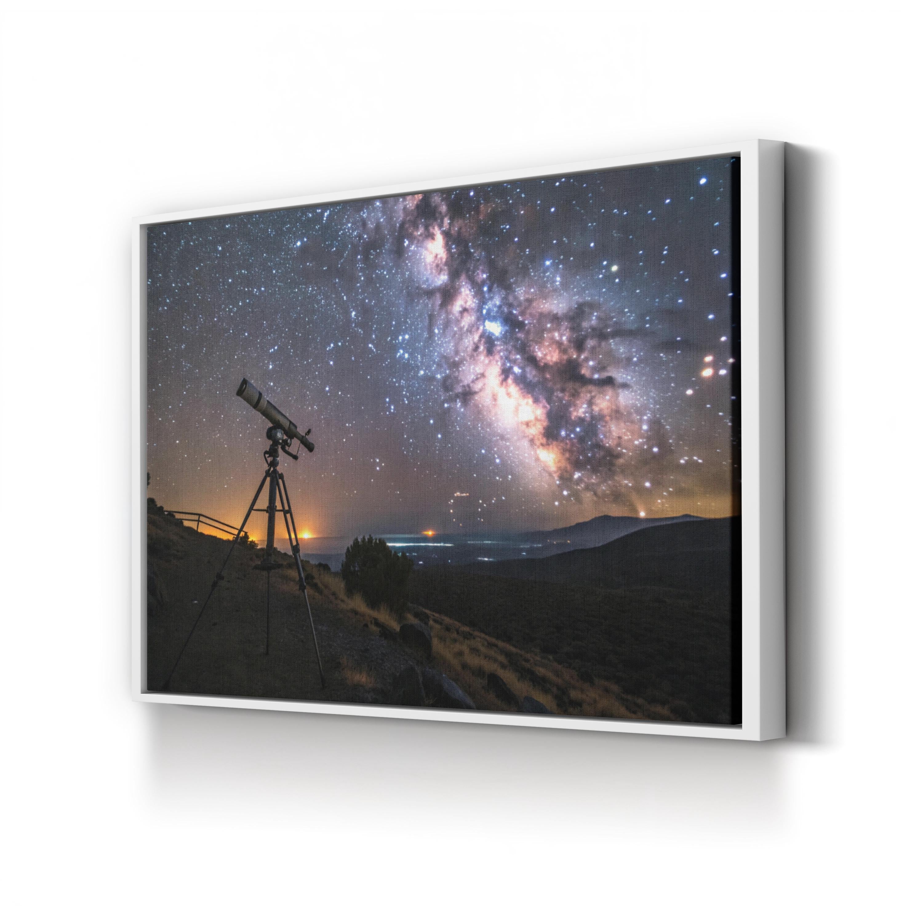 Stargazer Telescope Night Sky – Vintage Photography Wall Art | Cosmic Canvas Print