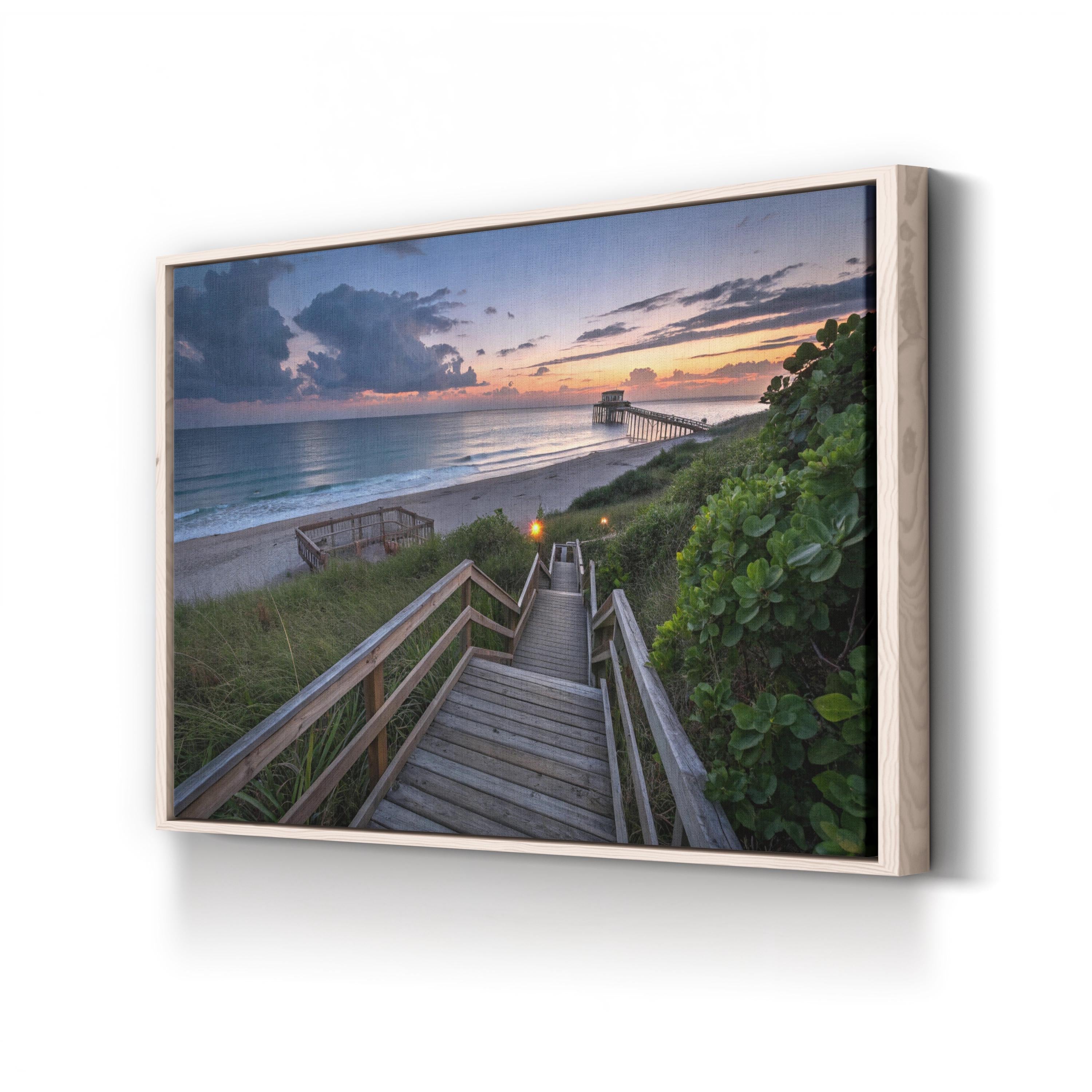 Juno Beach Pier Sunset Canvas Wall Art — Juno Beach Pier Florida Coastal Boardwalk Landscape Print