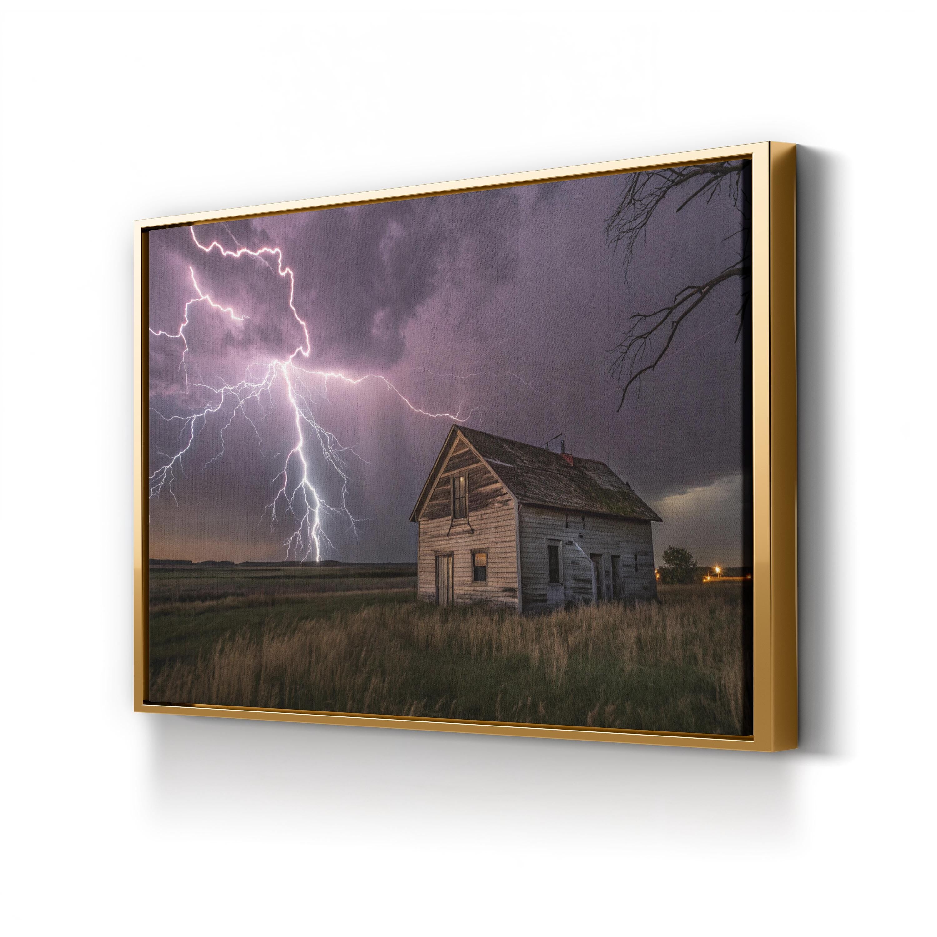 Stormy Landscape Lightning – Vintage Photography Wall Art | Farmhouse Canvas Print