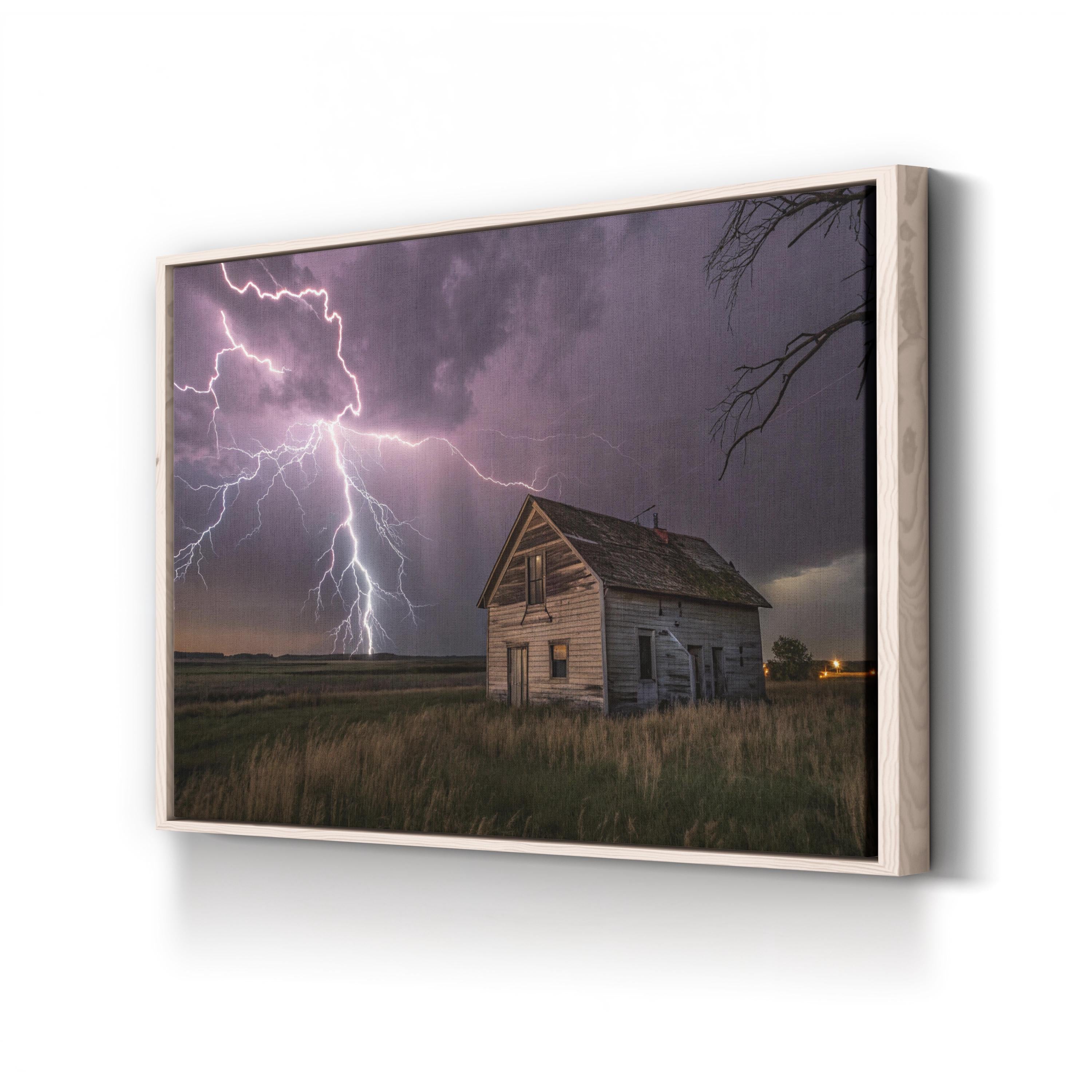 Stormy Landscape Lightning – Vintage Photography Wall Art | Farmhouse Canvas Print