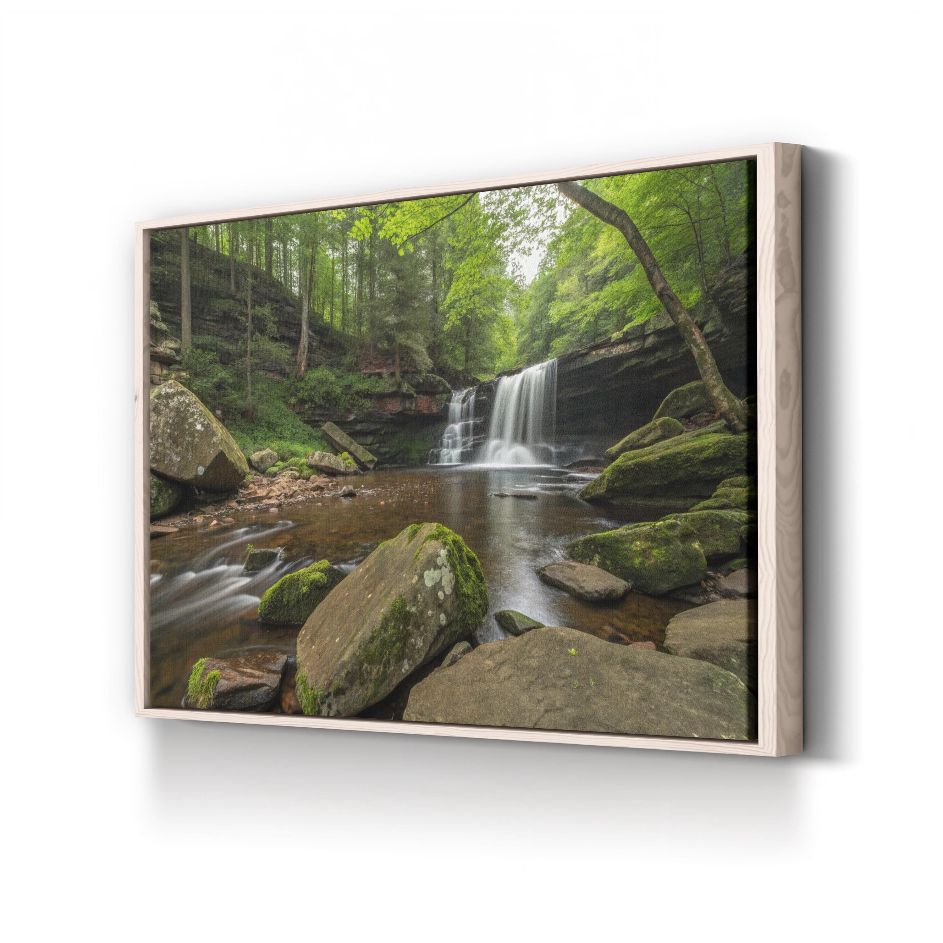 Ricketts Glen Waterfall – Vintage Photography Wall Art | Forest Nature Canvas Print