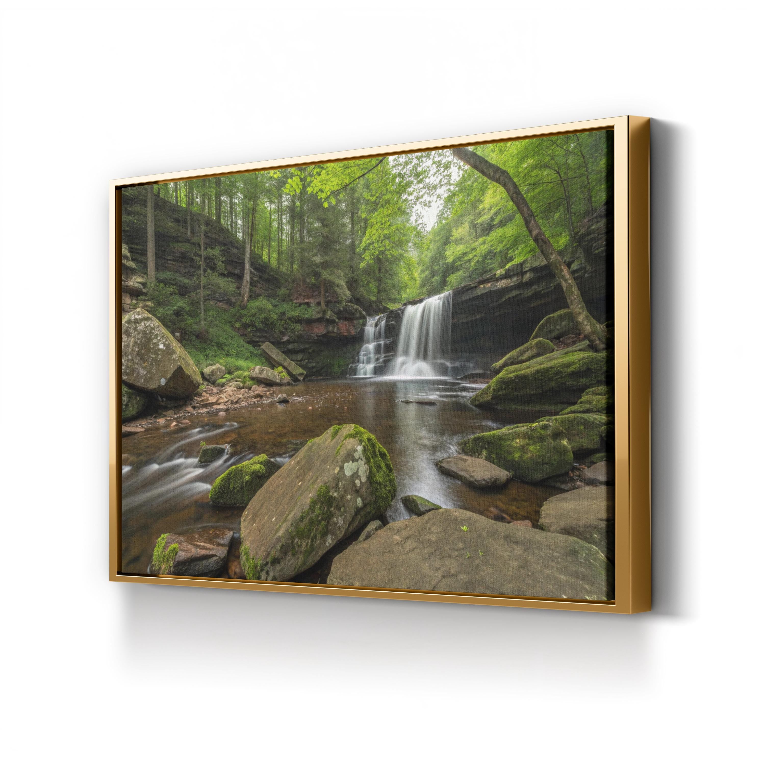 Ricketts Glen Waterfall – Vintage Photography Wall Art | Forest Nature Canvas Print