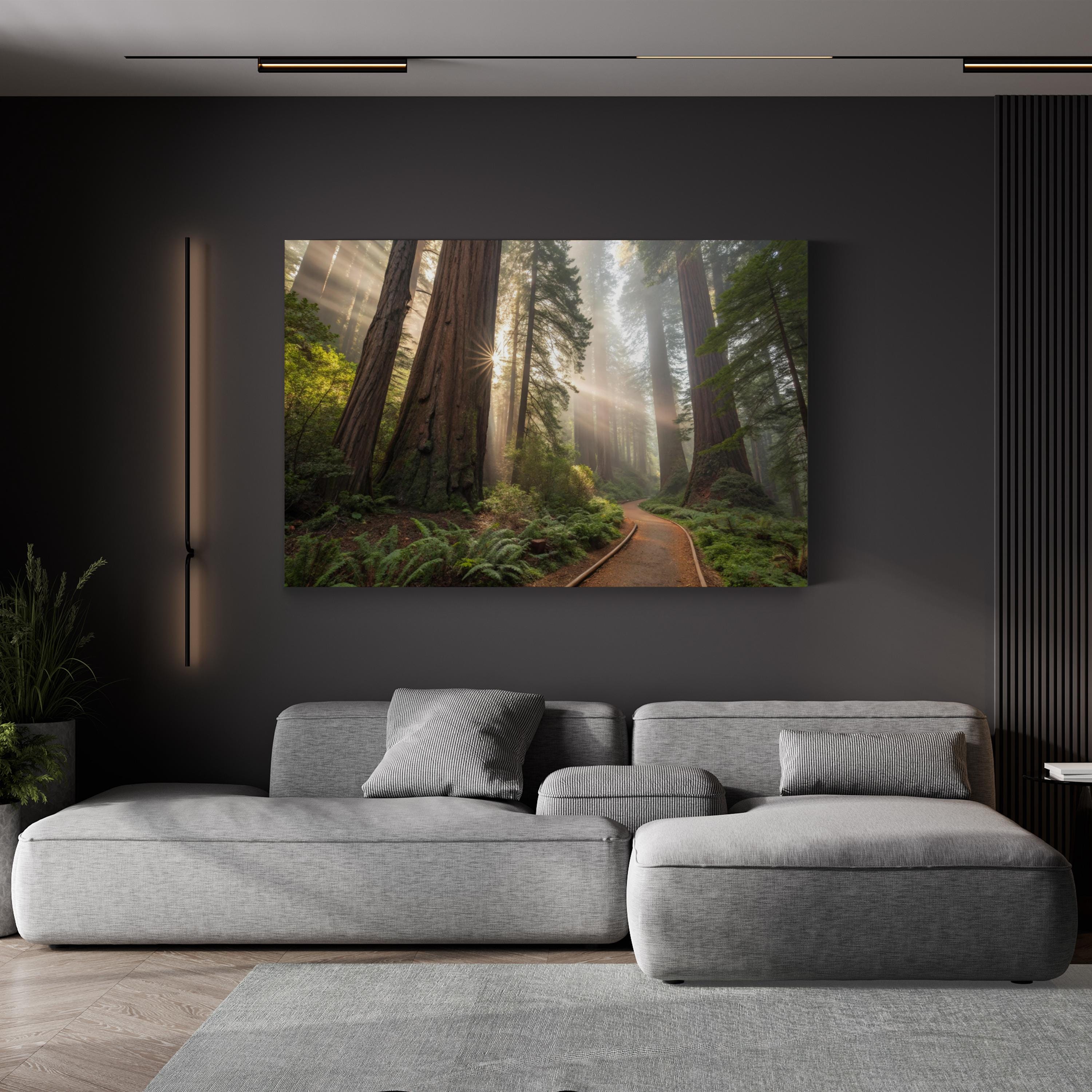 Redwood Forest Sunrise – Vintage Photography Wall Art | Nature Landscape Canvas Print