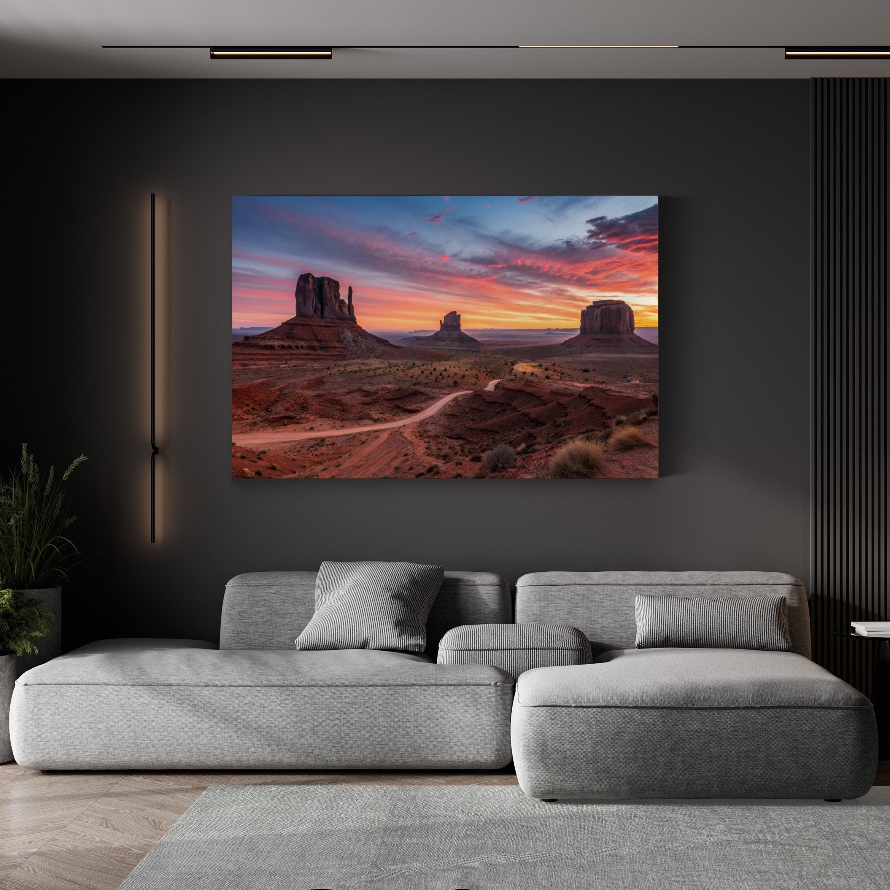 Monument Valley Sunset – Vintage Photography Wall Art | Desert Landscape Canvas Print